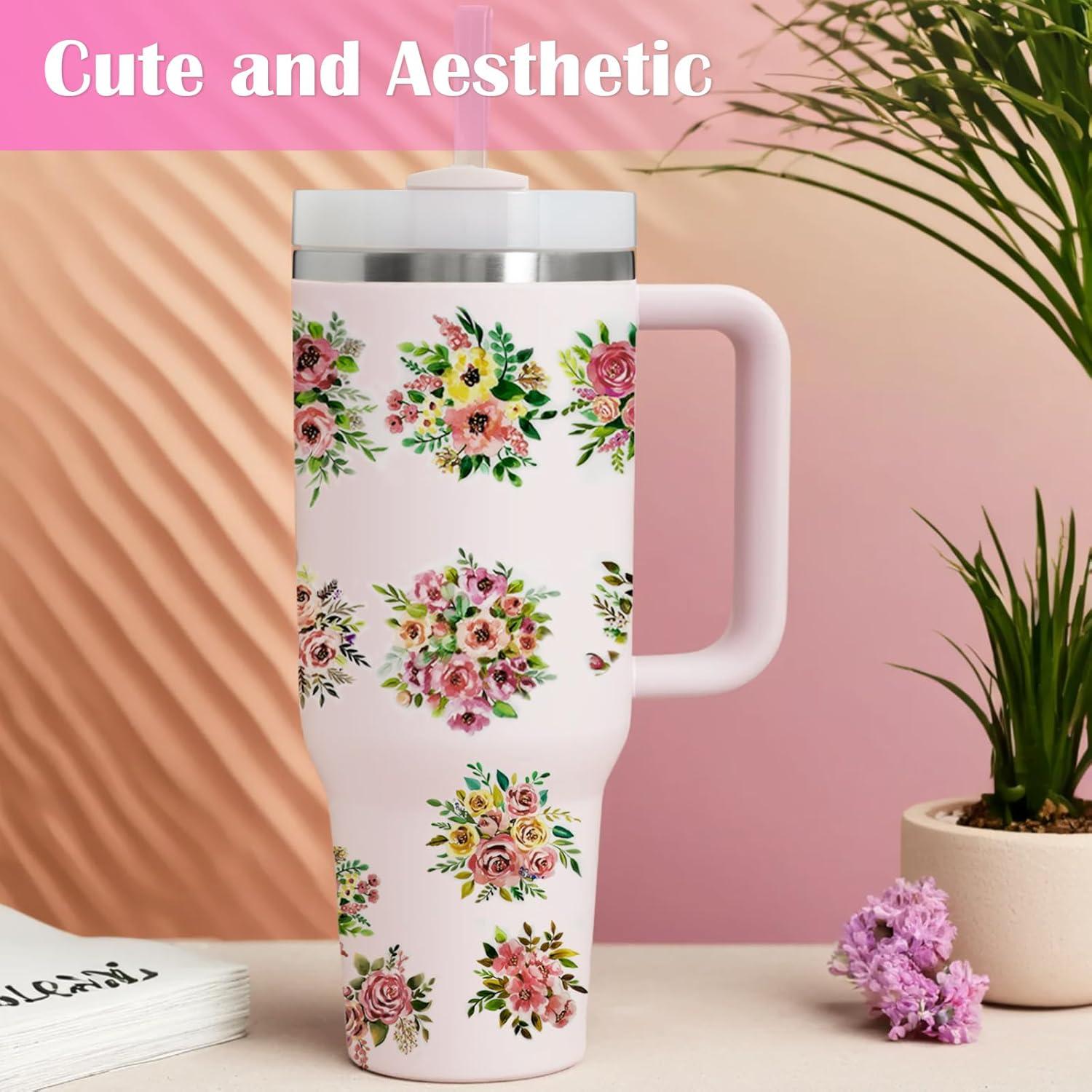 Stickers Florales Rosa LUHOHI para Vaso Tumbler - 1 Cuenta