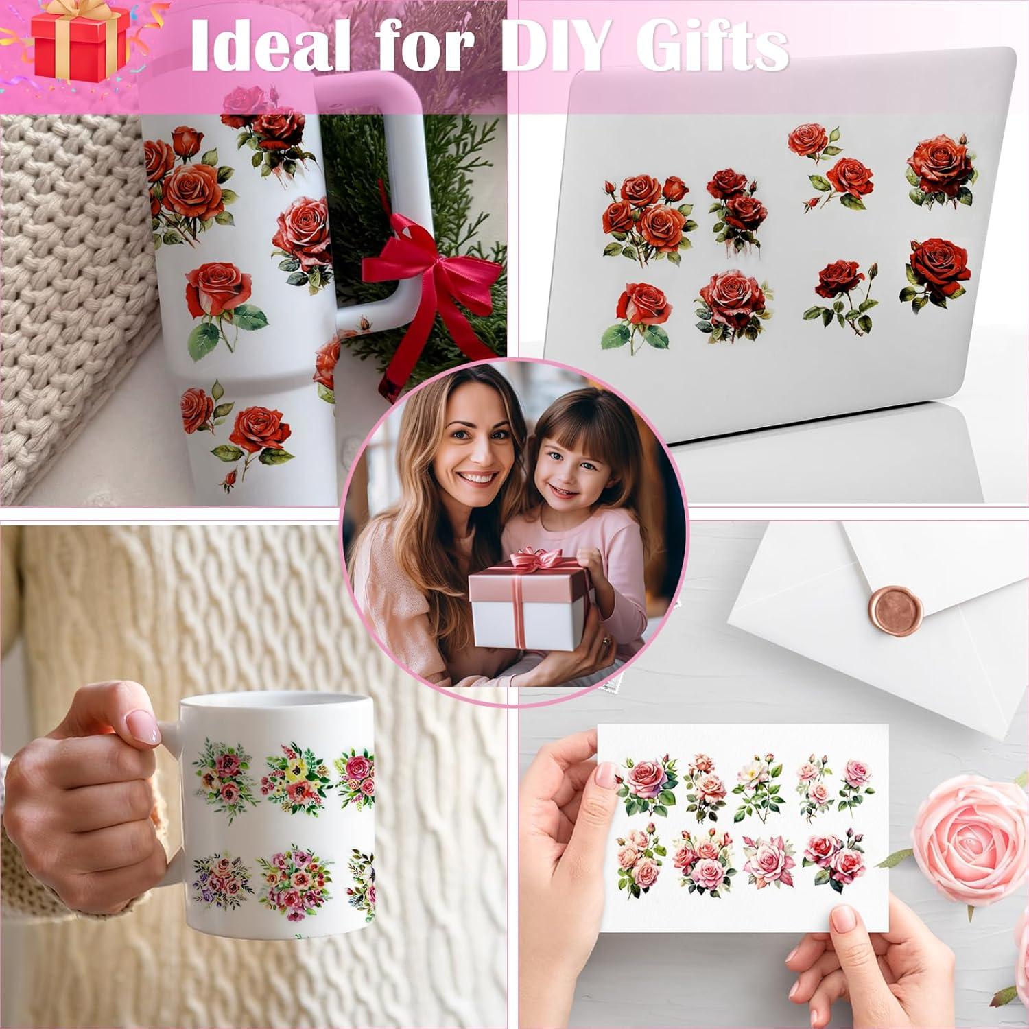 Stickers Florales Rosa LUHOHI para Vaso Tumbler - 1 Cuenta