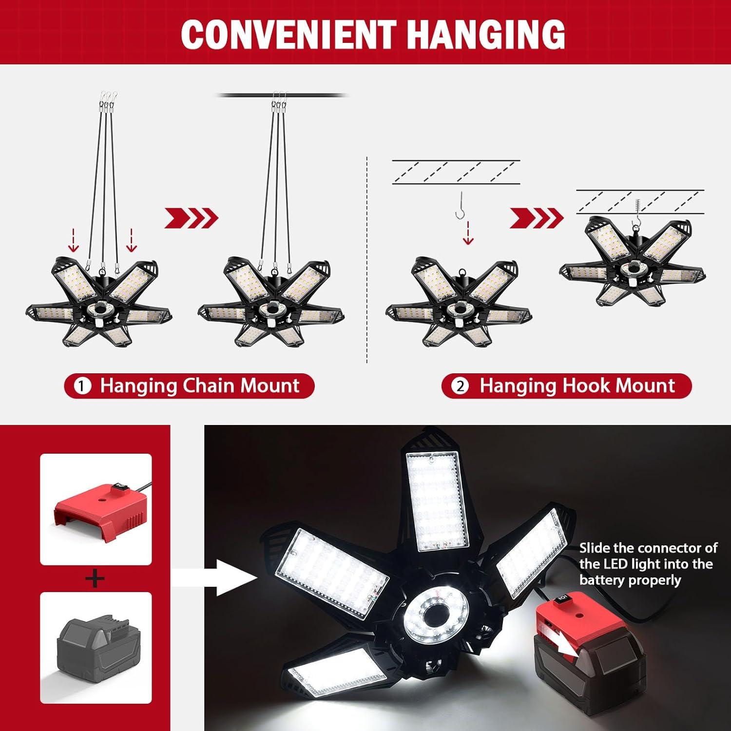 Luz de Trabajo LED LIVOWALNY 68W 6800LM 6+1 Paneles para Garaje