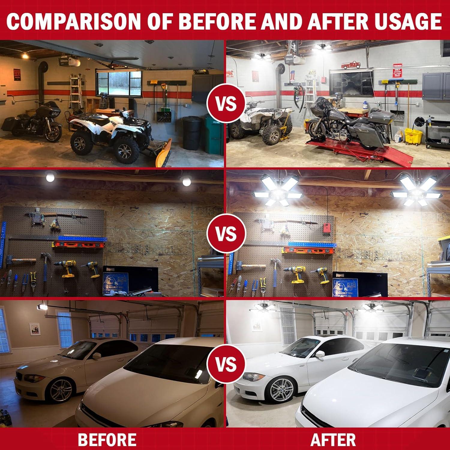 Luz de Trabajo LED LIVOWALNY 68W 6800LM 6+1 Paneles para Garaje