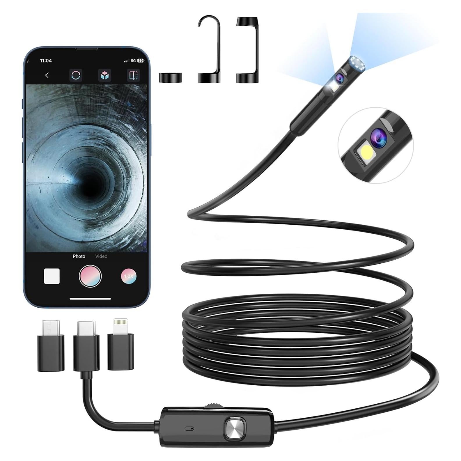 Endoscopio Borescope BlueFire 3.5m IP67 con 9 LED Ajustables