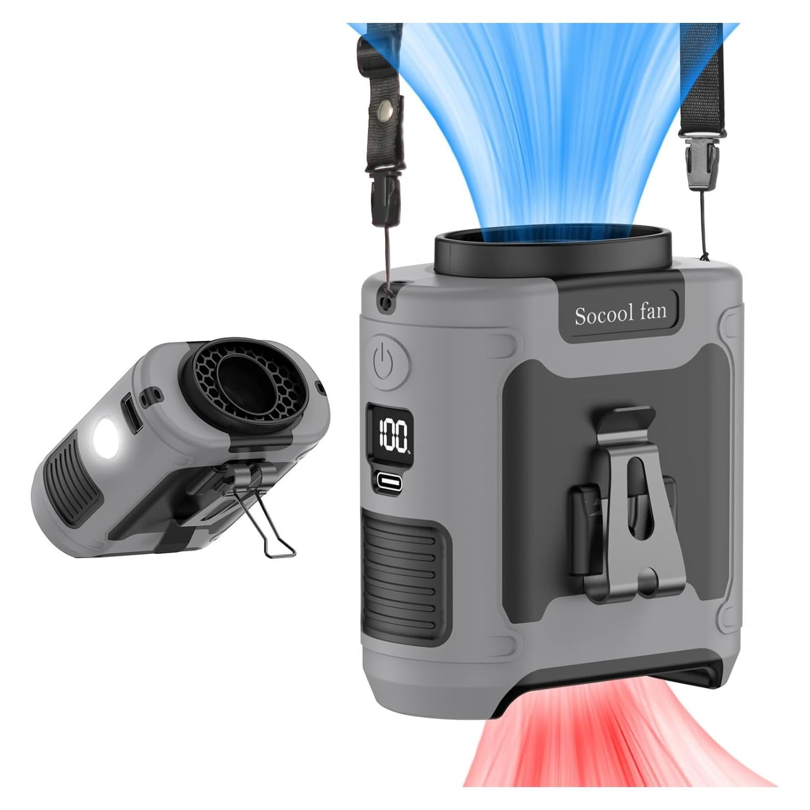 Ventilador Socool K50 10000mAh Clip Portátil 5 Velocidades