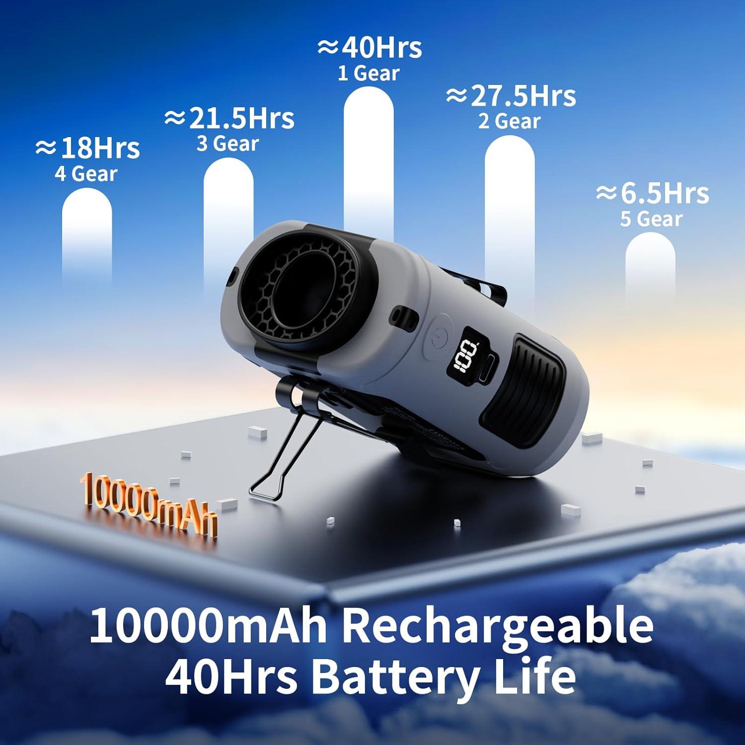 Ventilador Socool K50 10000mAh Clip Portátil 5 Velocidades