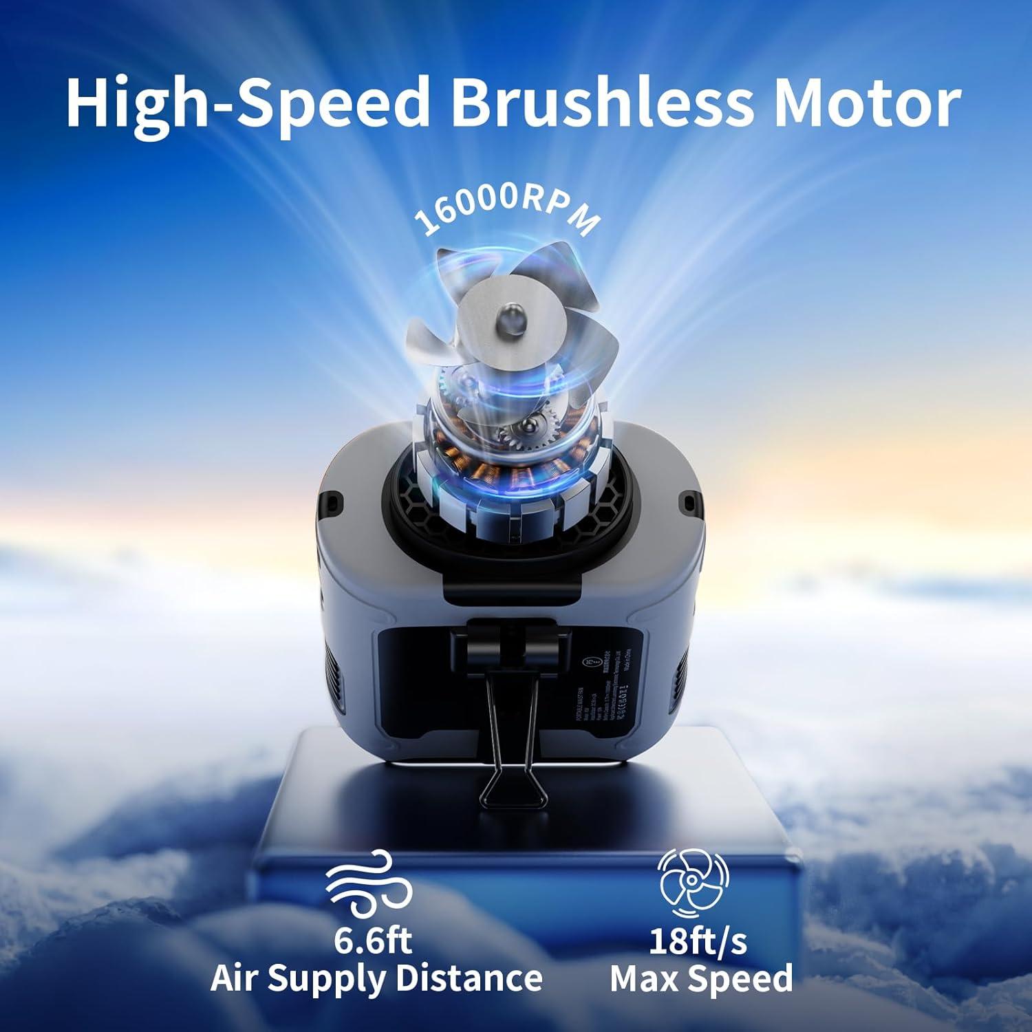 Ventilador Socool K50 10000mAh Clip Portátil 5 Velocidades