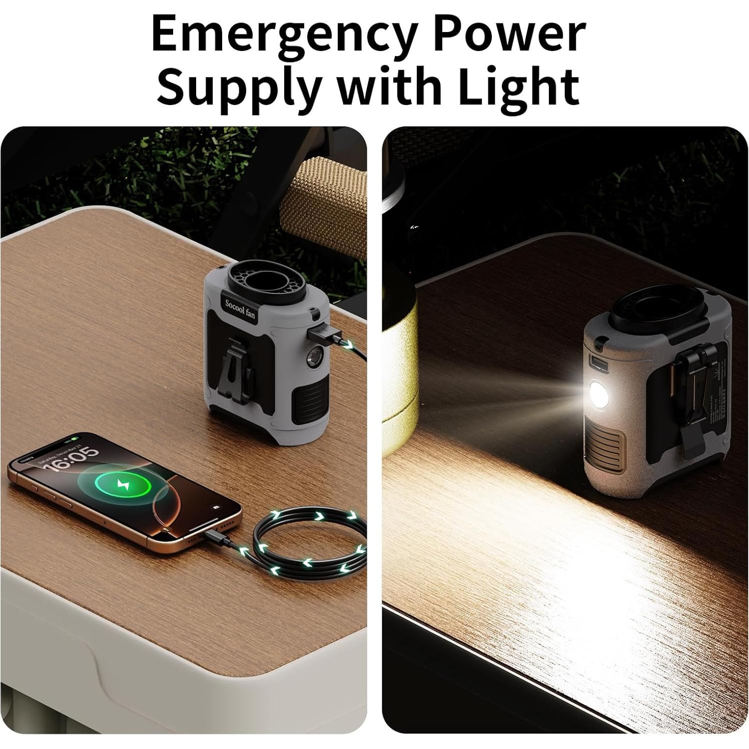 Ventilador Socool K50 10000mAh Clip Portátil 5 Velocidades