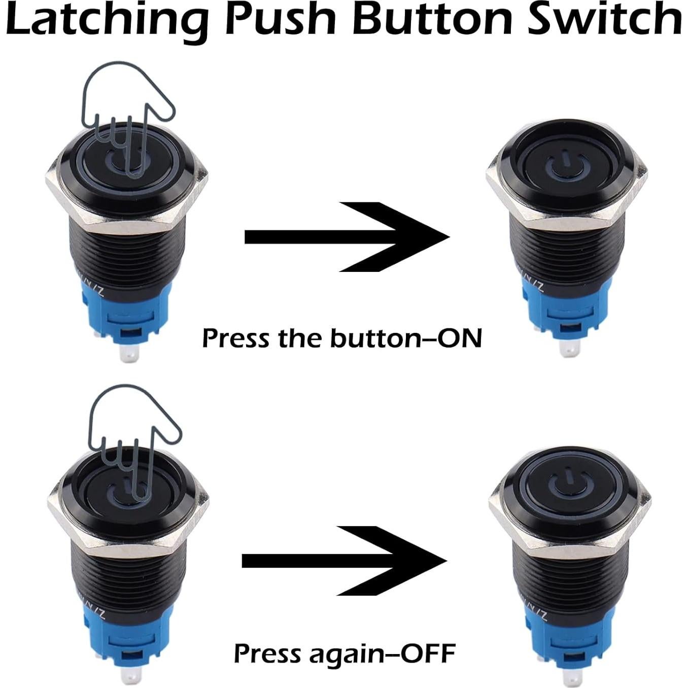 Interruptor de Botón de Presión 16mm DMWD IP66 LED Azul