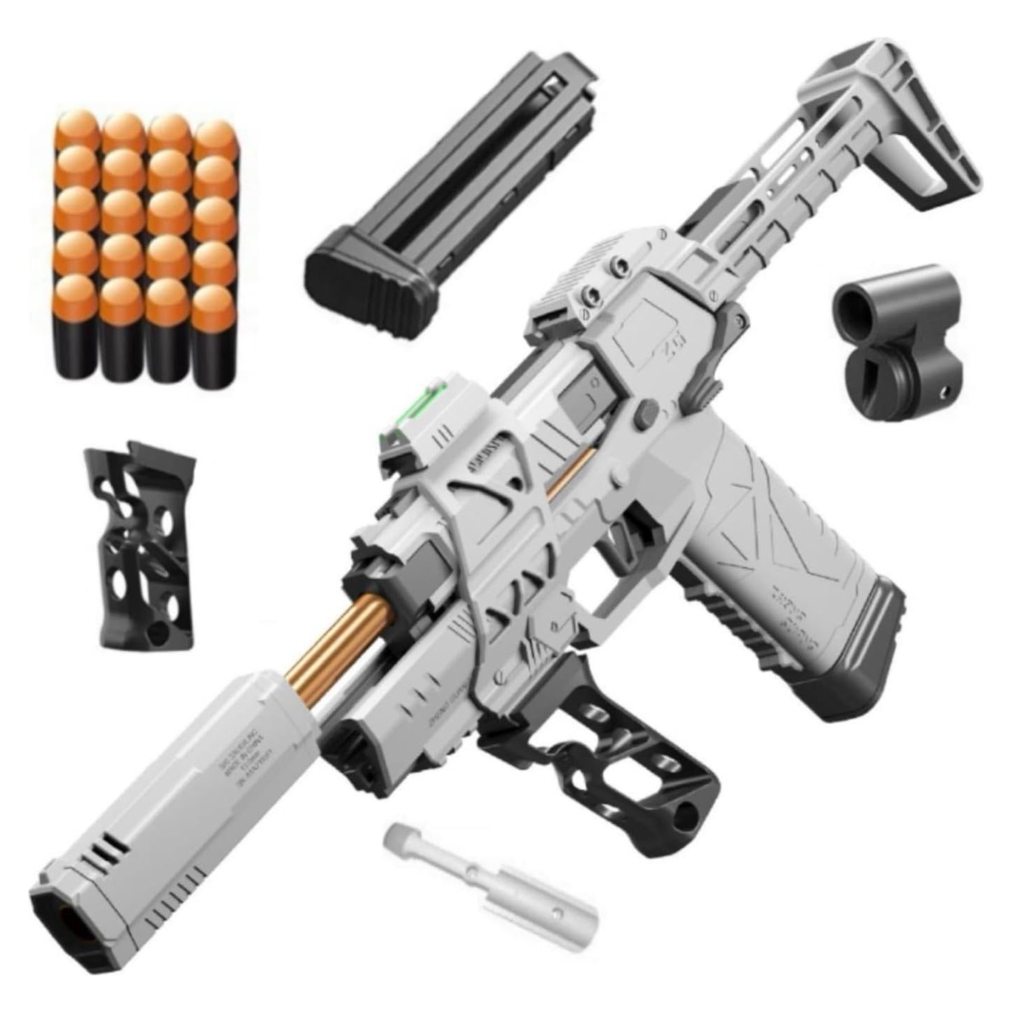 Blaster de Juguete Gecko 3.0+ PATAWF, Alcance 25m, Blanco