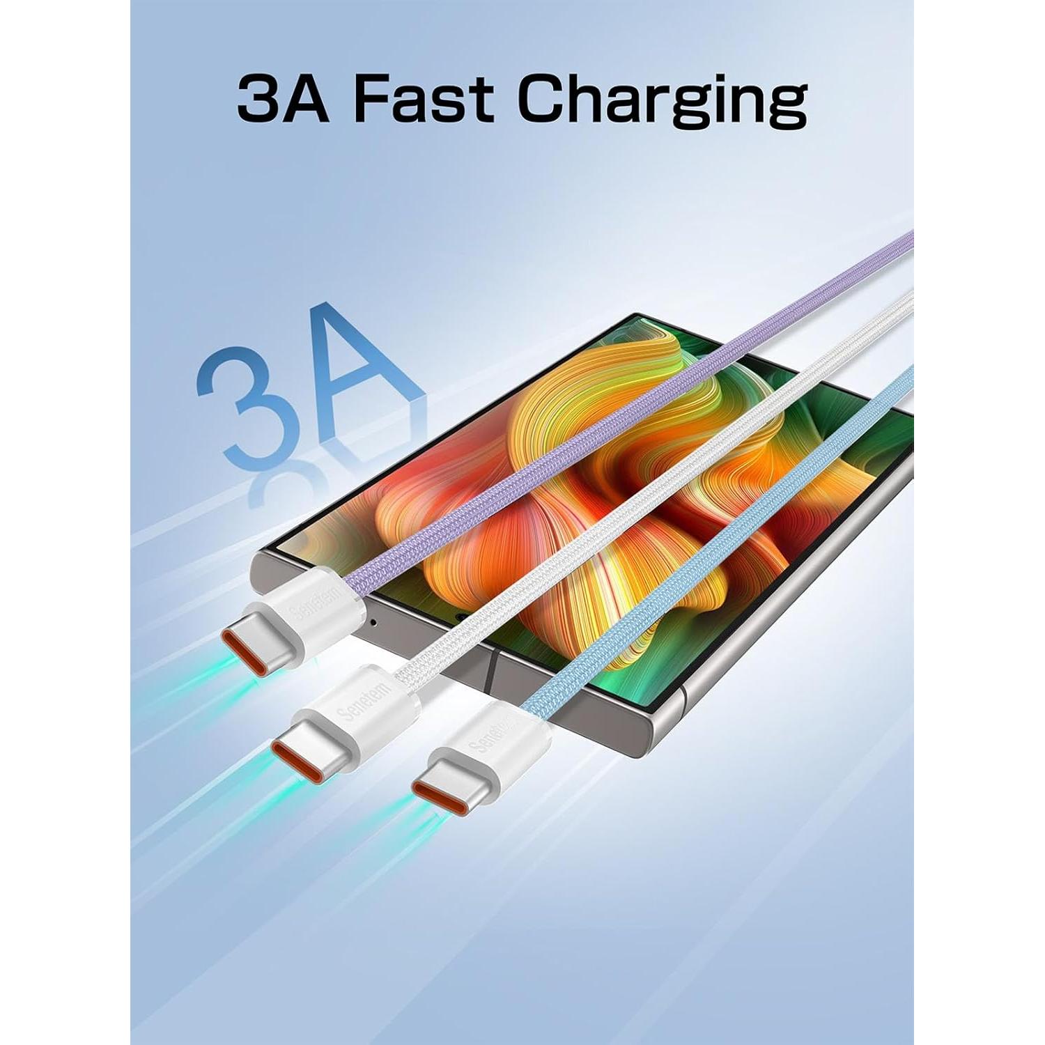 Cable USB C Senetem 3 Pack 0.91m Carga Rápida 3A