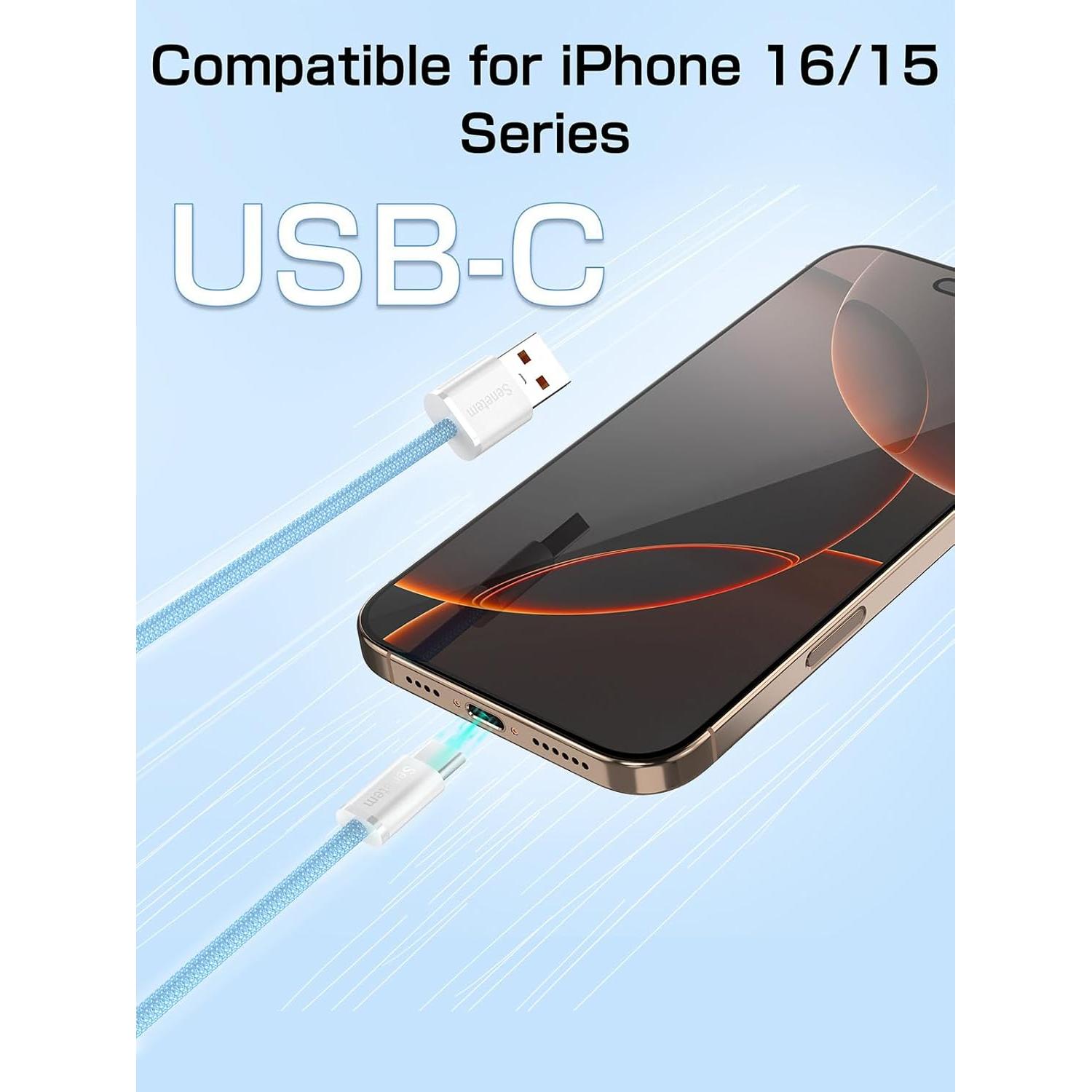 Cable USB C Senetem 3 Pack 0.91m Carga Rápida 3A