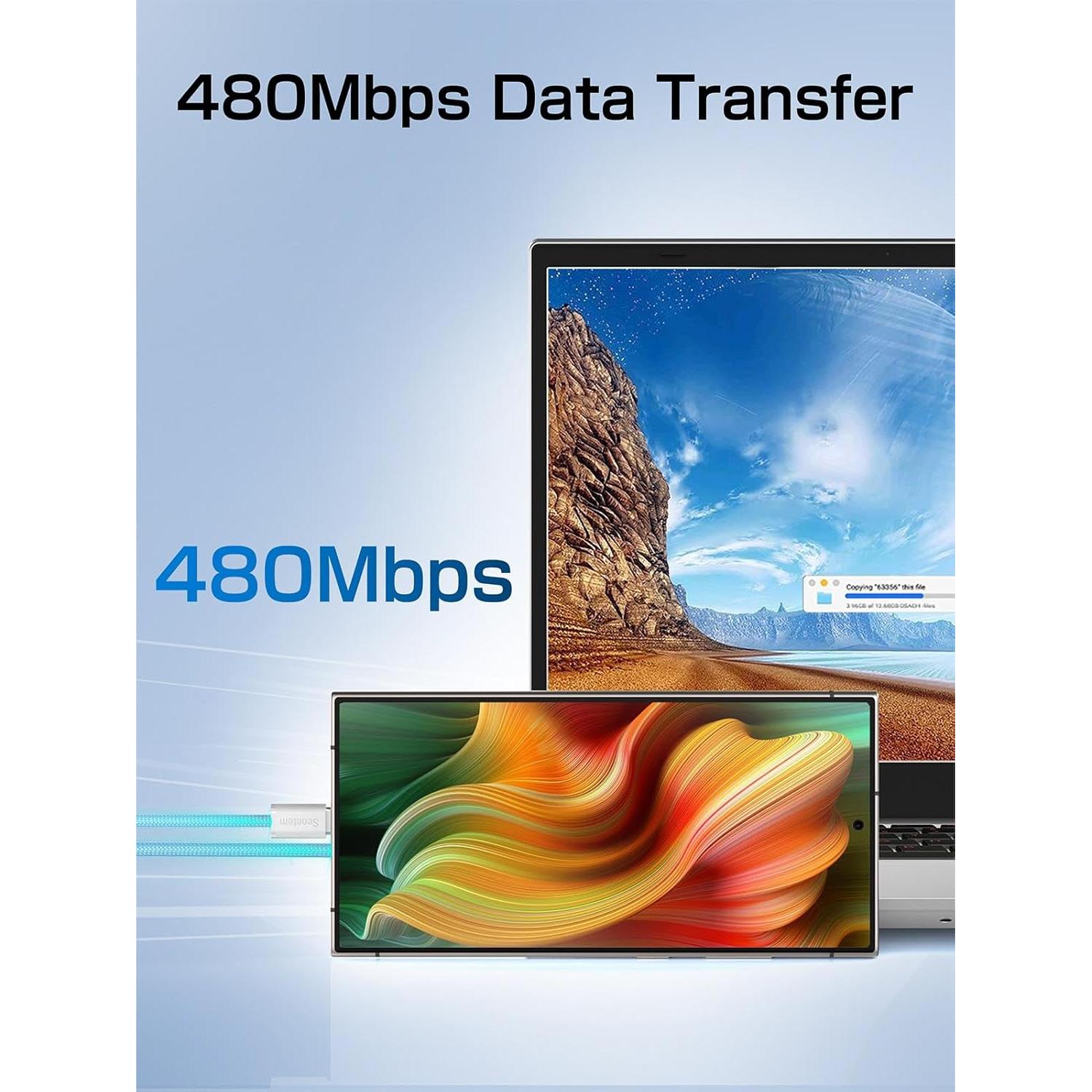 Cable USB C Senetem 3 Pack 0.91m Carga Rápida 3A