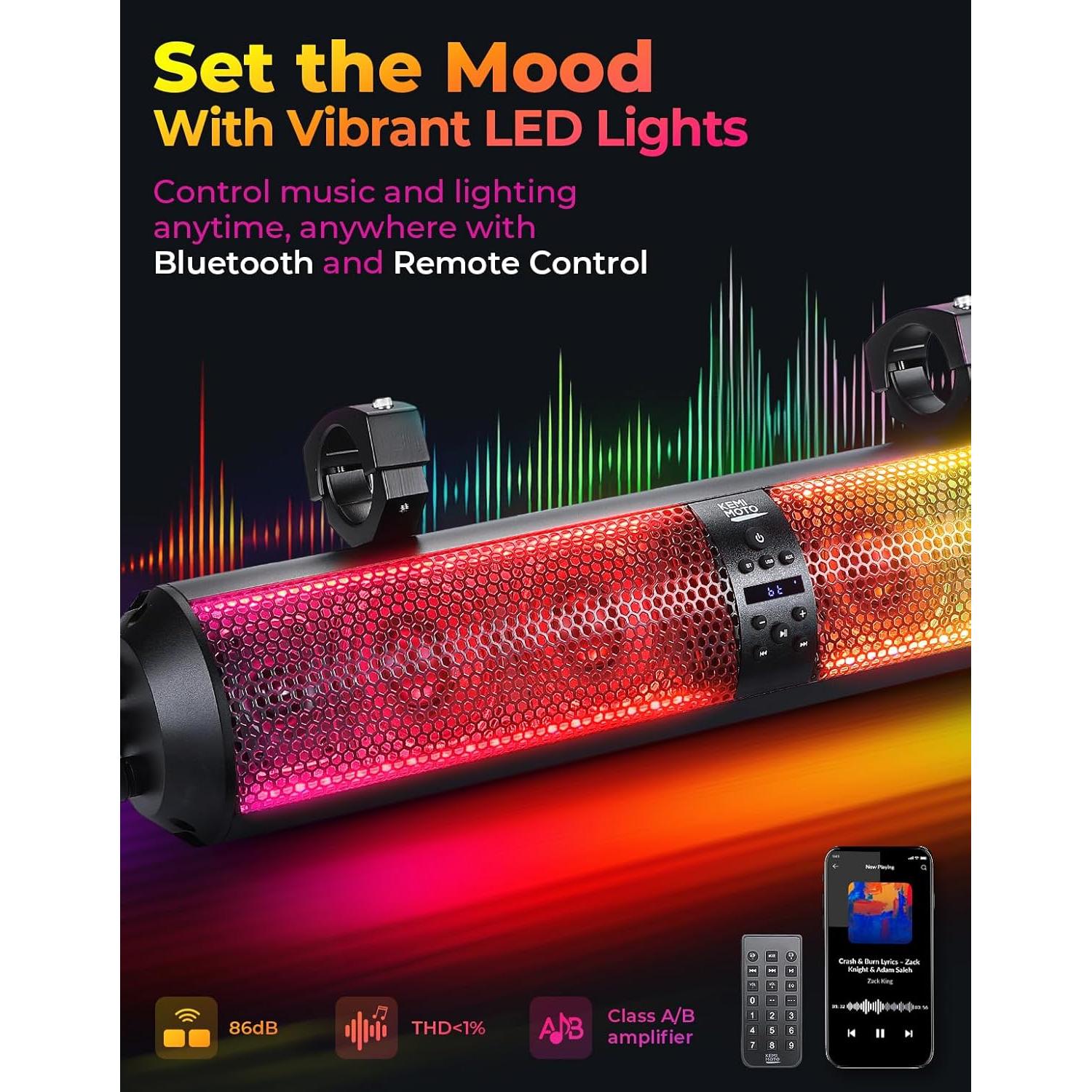 Barra de Sonido KEMIMOTO 71cm Bluetooth con RGB y Subwoofers