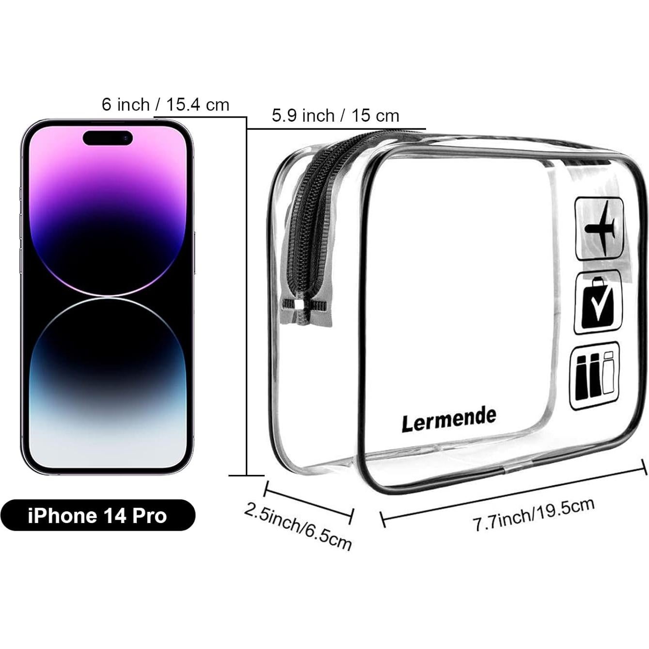 Bolsa de Aseo Transparente Lermende TSA 2 Paquete Negro