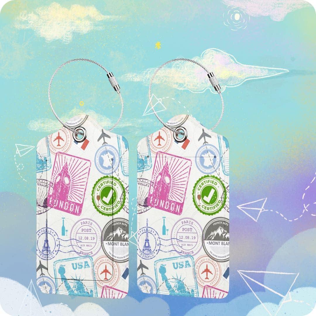 Juego de 2 Etiquetas de Equipaje BUDAXCUST de Cuero Sello