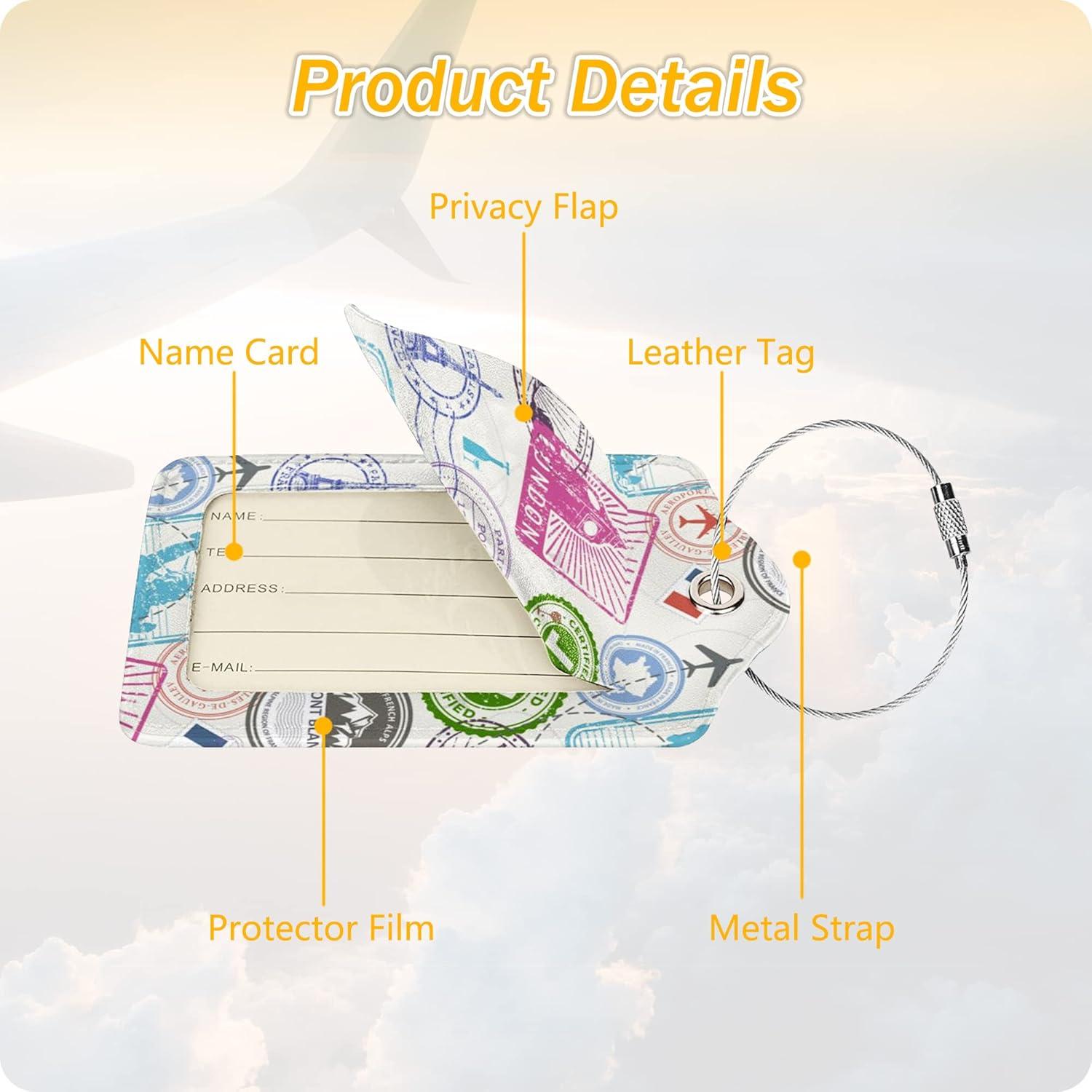 Juego de 2 Etiquetas de Equipaje BUDAXCUST de Cuero Sello