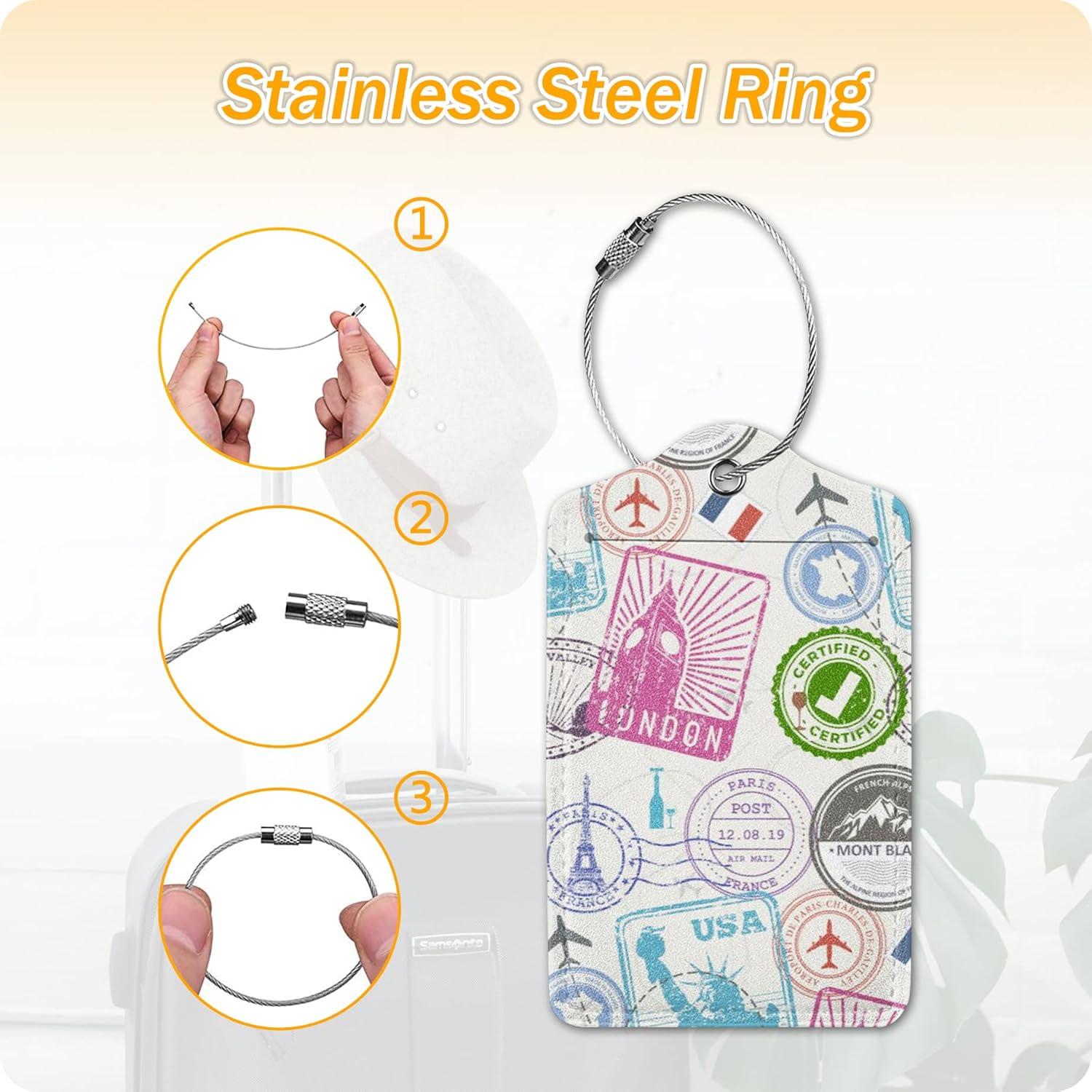 Juego de 2 Etiquetas de Equipaje BUDAXCUST de Cuero Sello