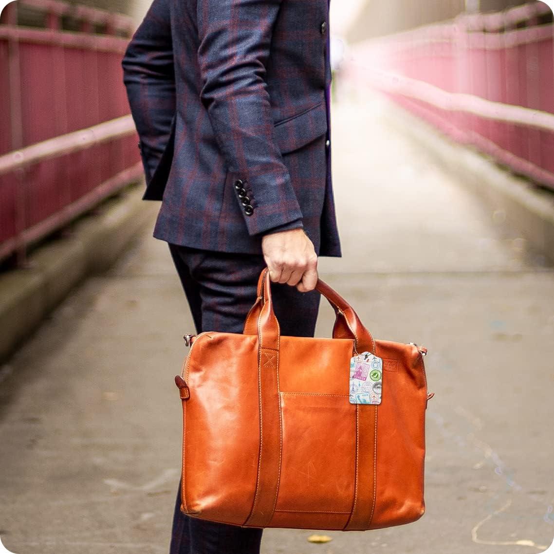 Juego de 2 Etiquetas de Equipaje BUDAXCUST de Cuero Sello