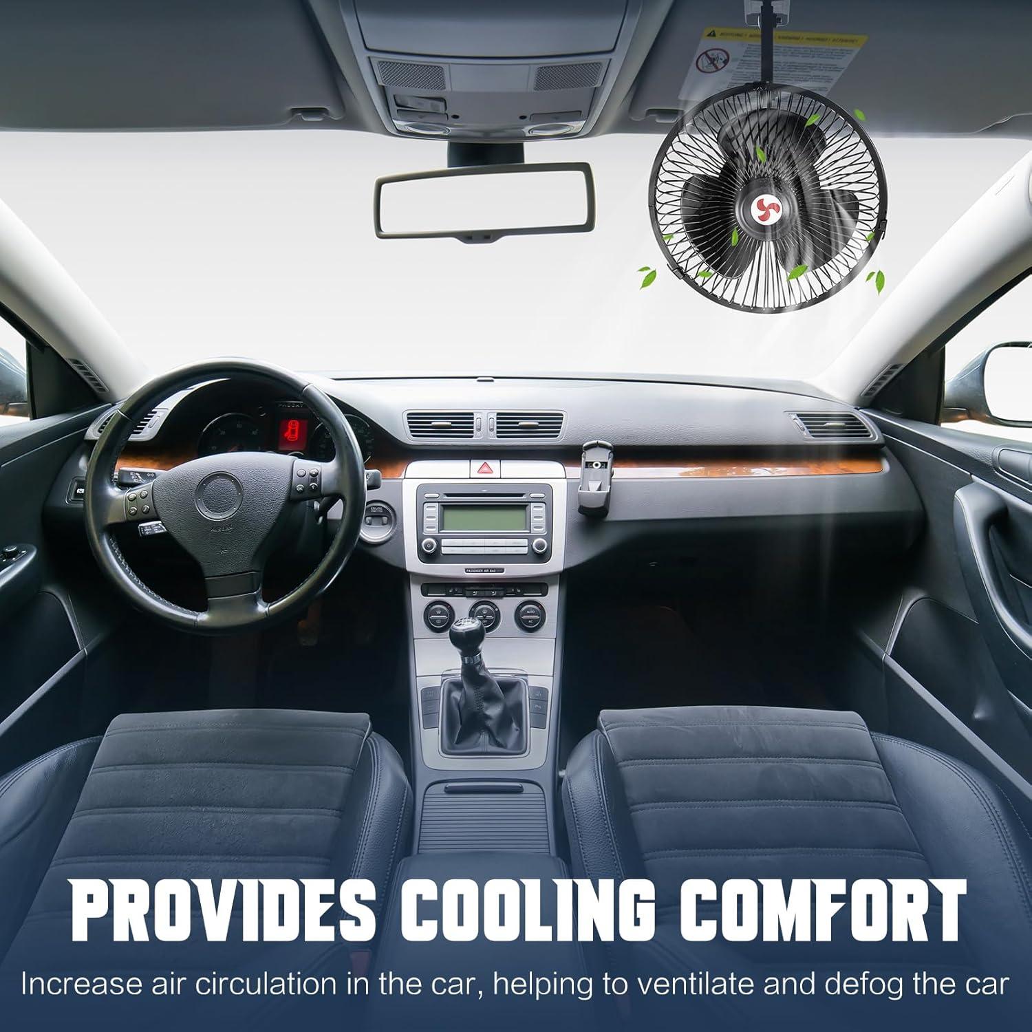 Ventilador Portátil 2 Pcs Tujoe 12V Oscilante 360° Negro