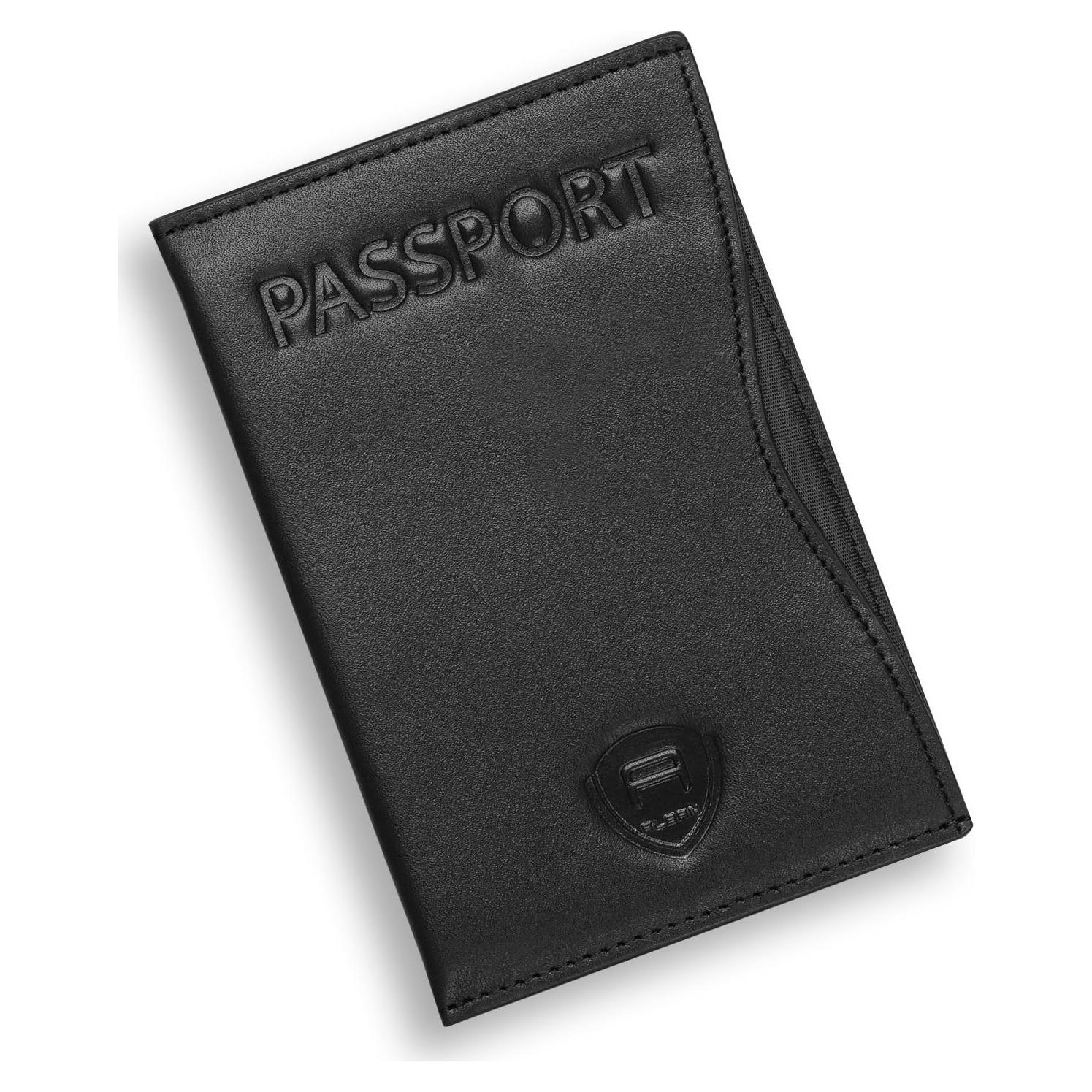 Porta Pasaporte RFID Alban de Cuero Genuino Negro - Unisex