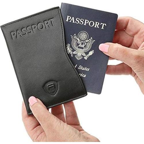 Porta Pasaporte RFID Alban de Cuero Genuino Negro - Unisex