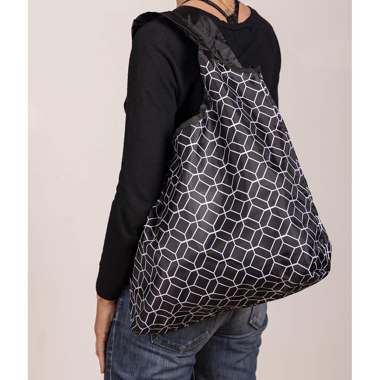 Bolsas de Compras Reutilizables O-WITZ - 3 Piezas, Negro y Blanco