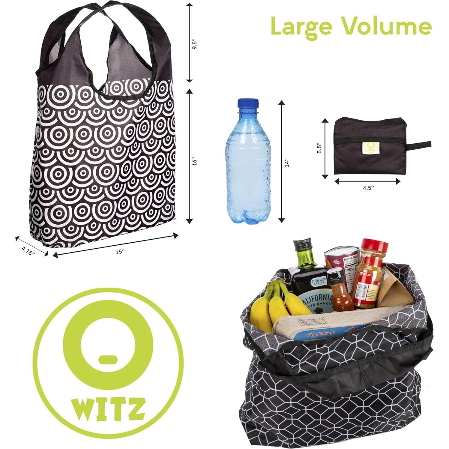 Bolsas de Compras Reutilizables O-WITZ - 3 Piezas, Negro y Blanco