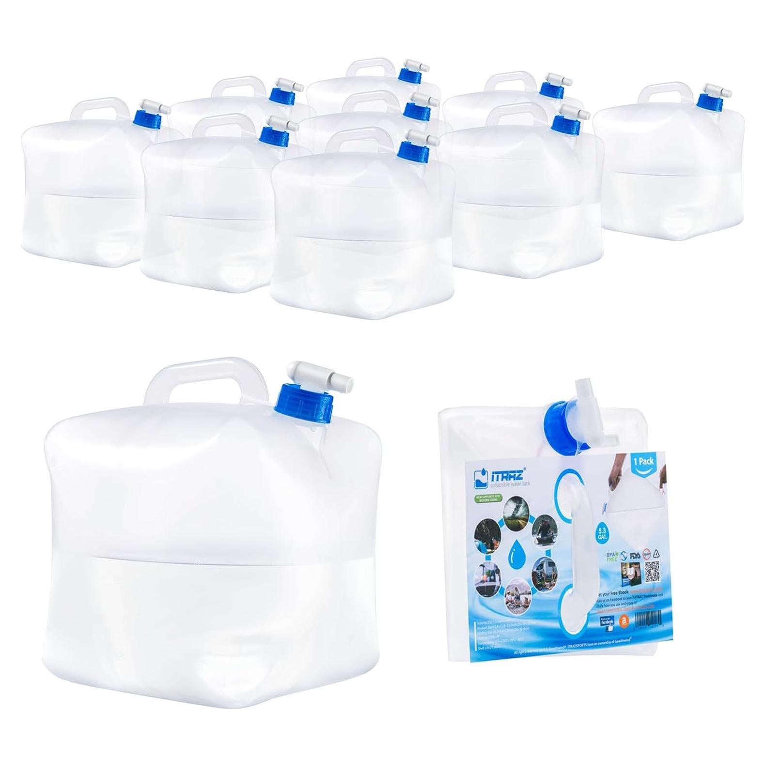 Jarra de Agua Plegable ITRAZ 10 Paquetes 20 Litros Libre BPA