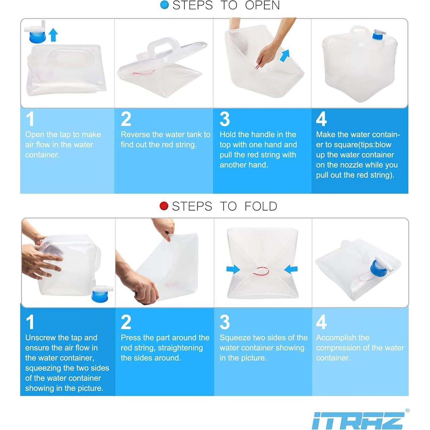 Jarra de Agua Plegable ITRAZ 10 Paquetes 20 Litros Libre BPA