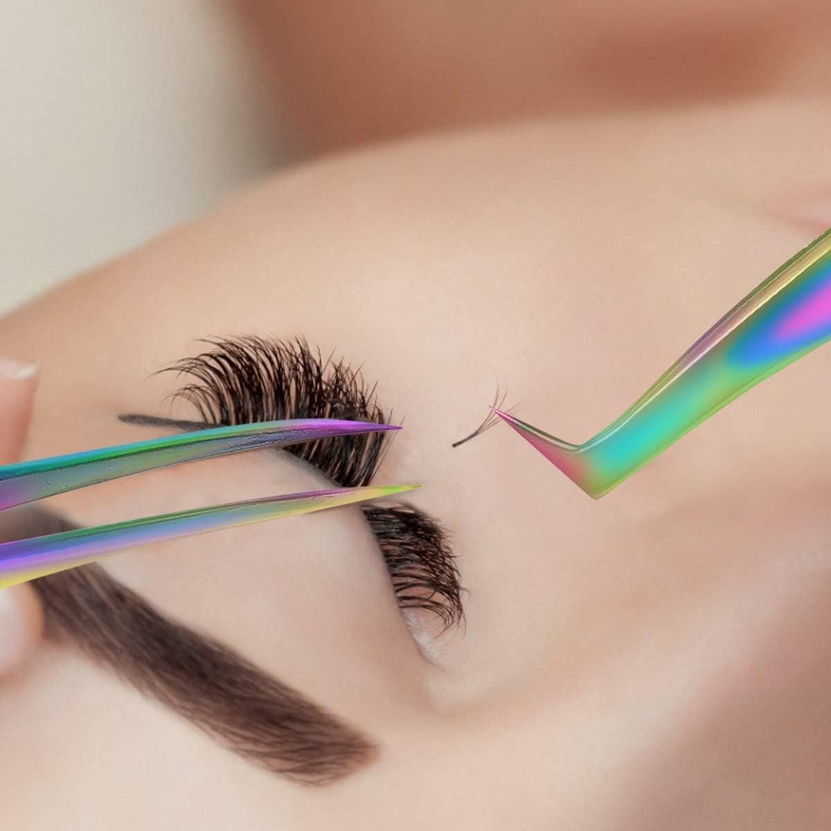 Juego de Pinzas para Extensiones de Pestañas Fangze 7 Pcs Acero Inoxidable