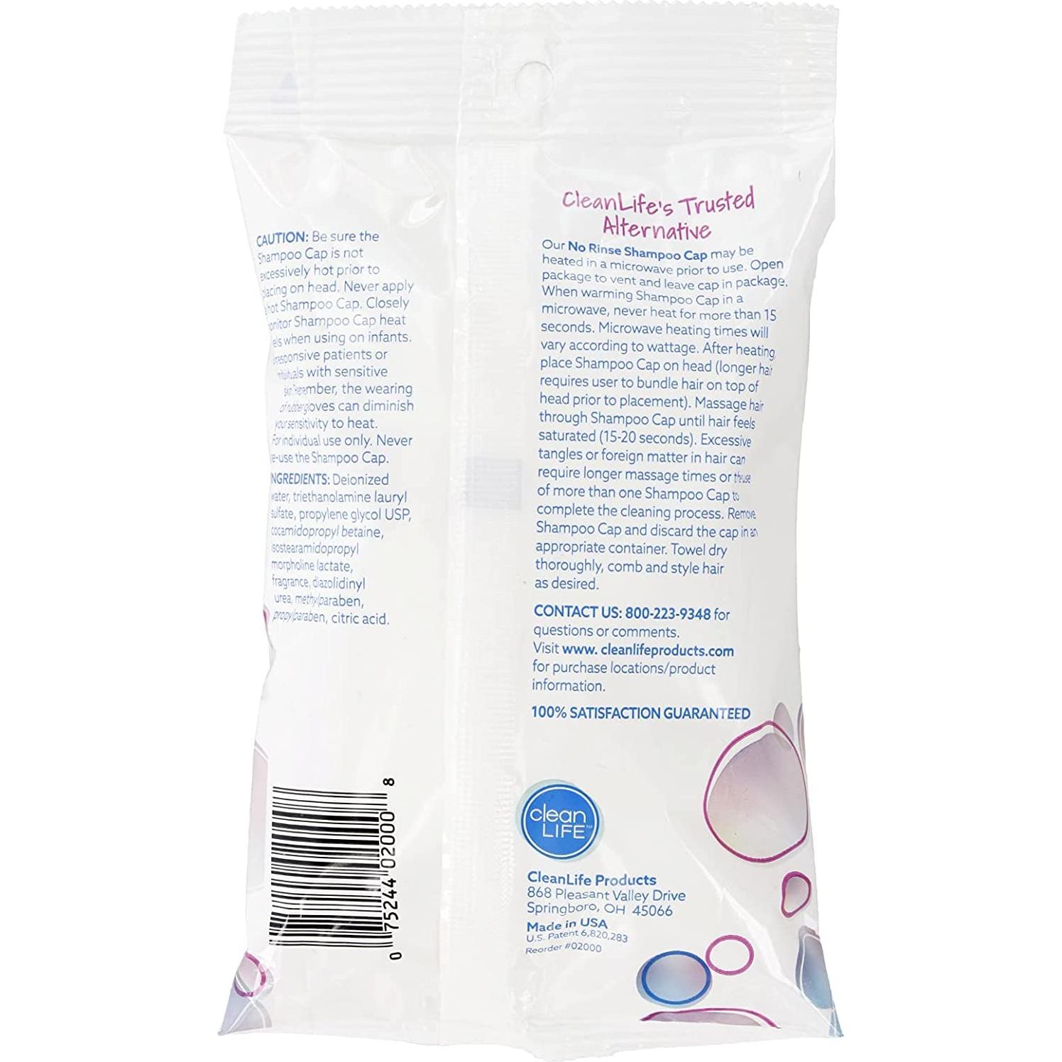 Gorro de Champú Sin Enjuague CleanLife - 1 Cuenta, Libre de Alcohol