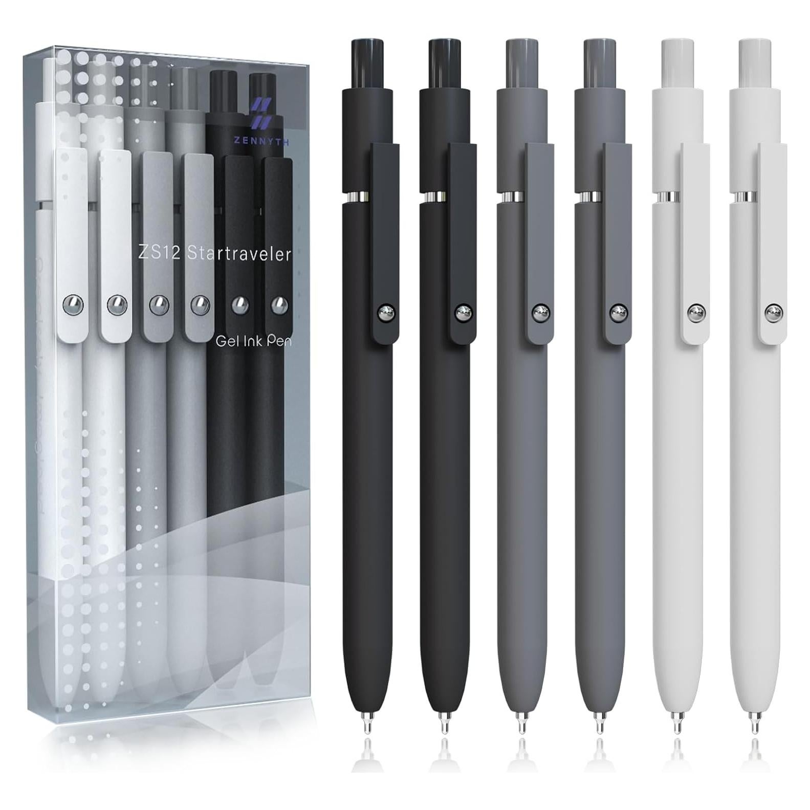 Bolígrafos de Gel ACEES 0.5mm Tinta Negra 6 Pcs Secado Rápido