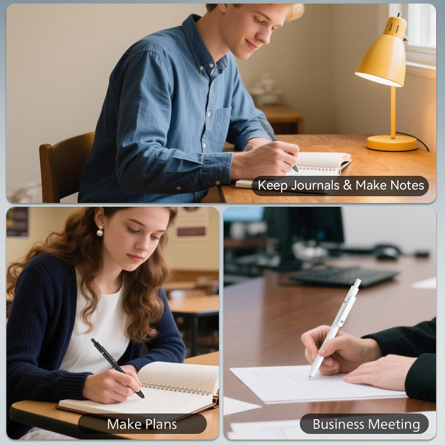 Bolígrafos de Gel ACEES 0.5mm Tinta Negra 6 Pcs Secado Rápido