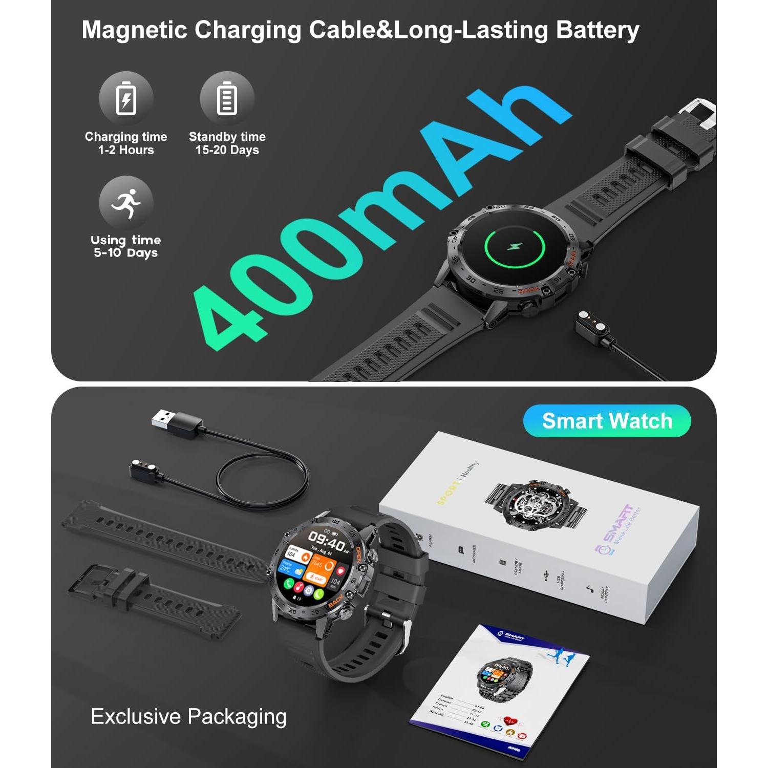 Reloj Inteligente Militar SUNKTA A230+ 100 Modos Deportivos