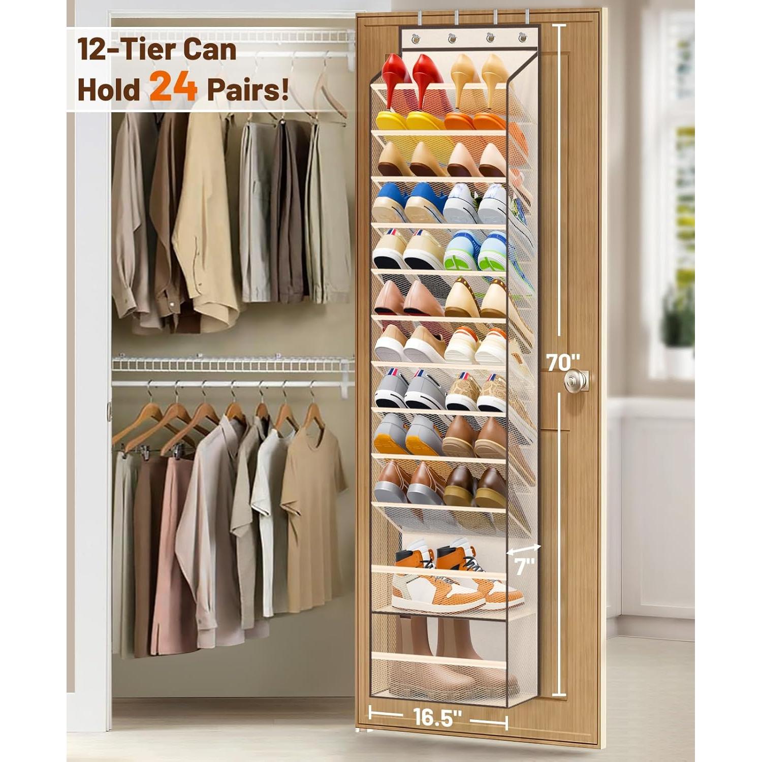 Organizador de Zapatos sobre la Puerta MISSLO 12 Niveles Beige