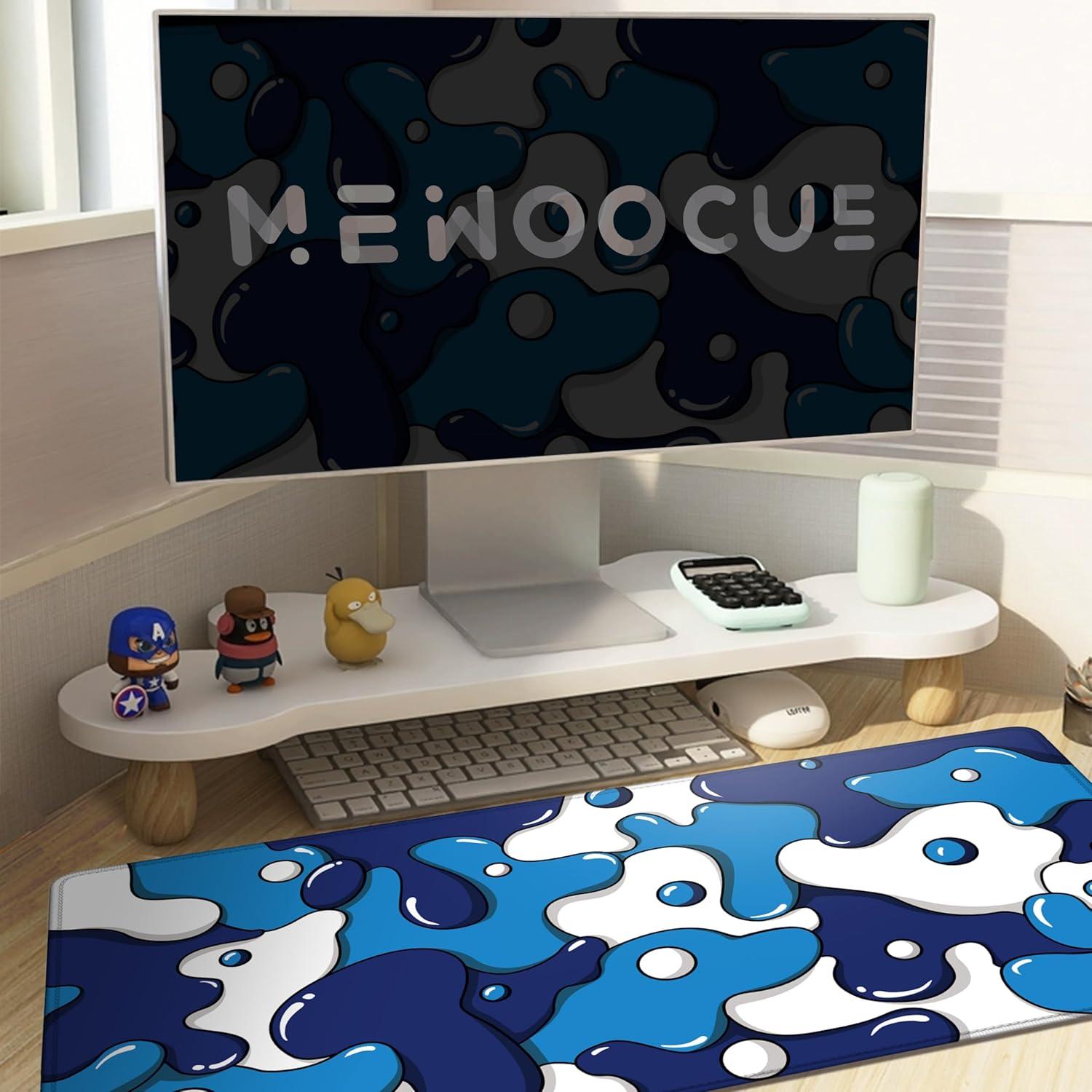 Alfombrilla de Ratón MEWOOCUE 80x40cm Azul Geométrico XXL