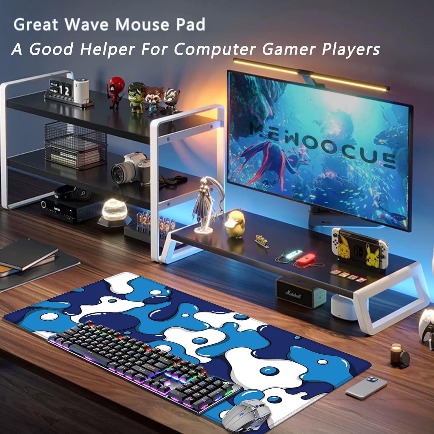 Alfombrilla de Ratón MEWOOCUE 80x40cm Azul Geométrico XXL