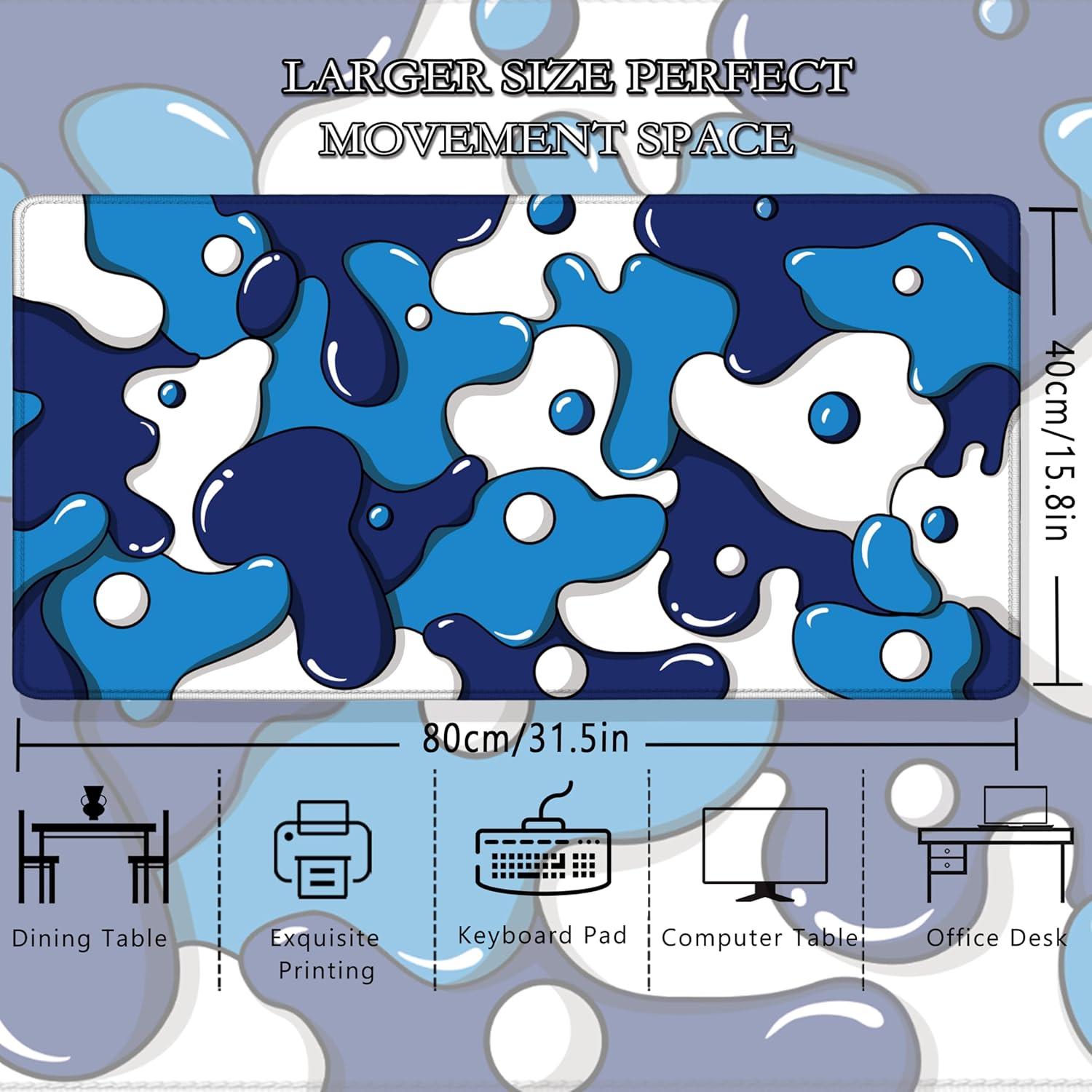 Alfombrilla de Ratón MEWOOCUE 80x40cm Azul Geométrico XXL