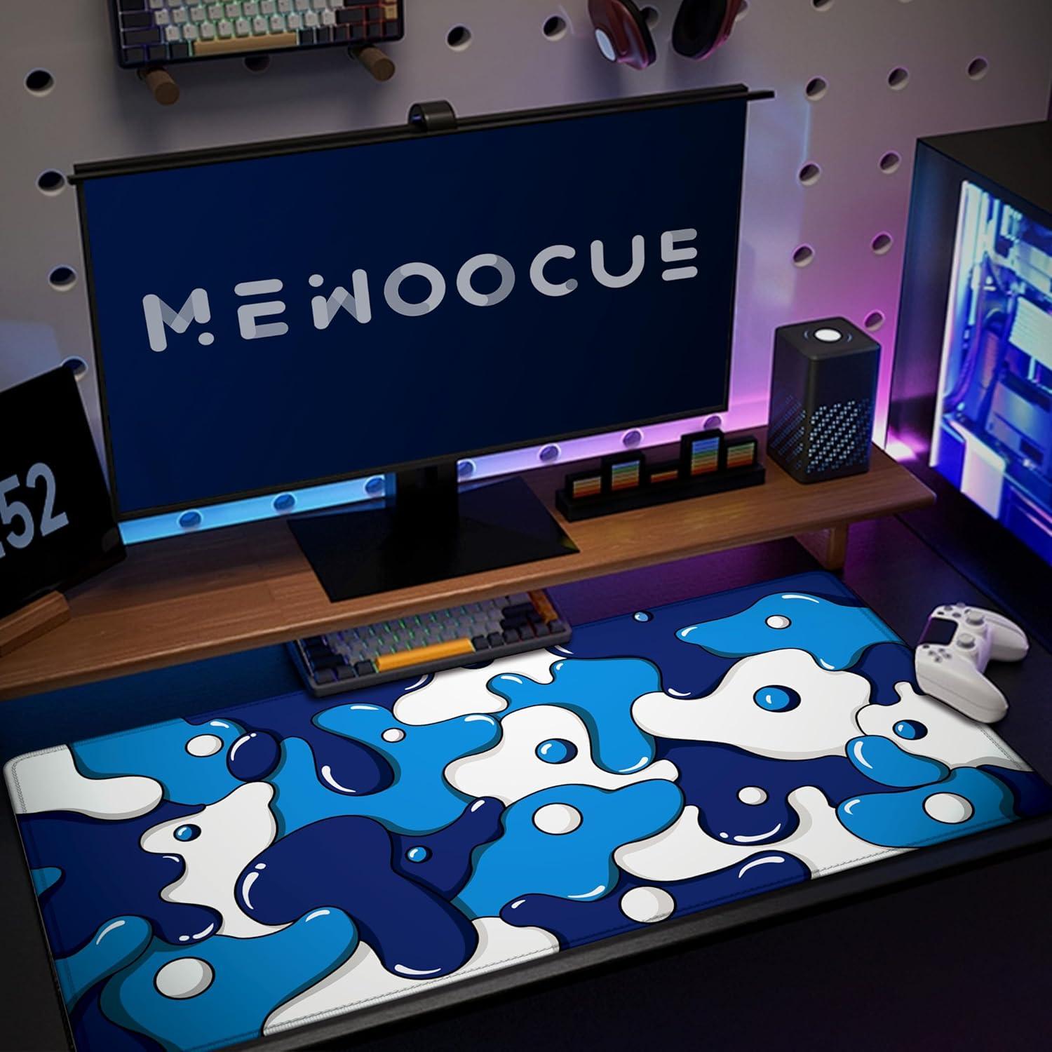 Alfombrilla de Ratón MEWOOCUE 80x40cm Azul Geométrico XXL