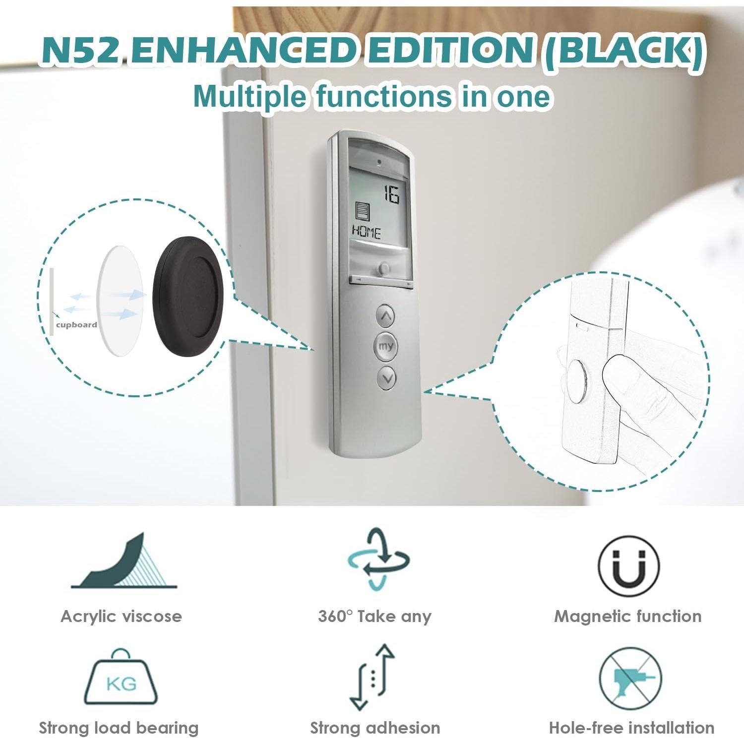 Soporte Magnético de Control Remoto WALLFID 5 Piezas Black Pro