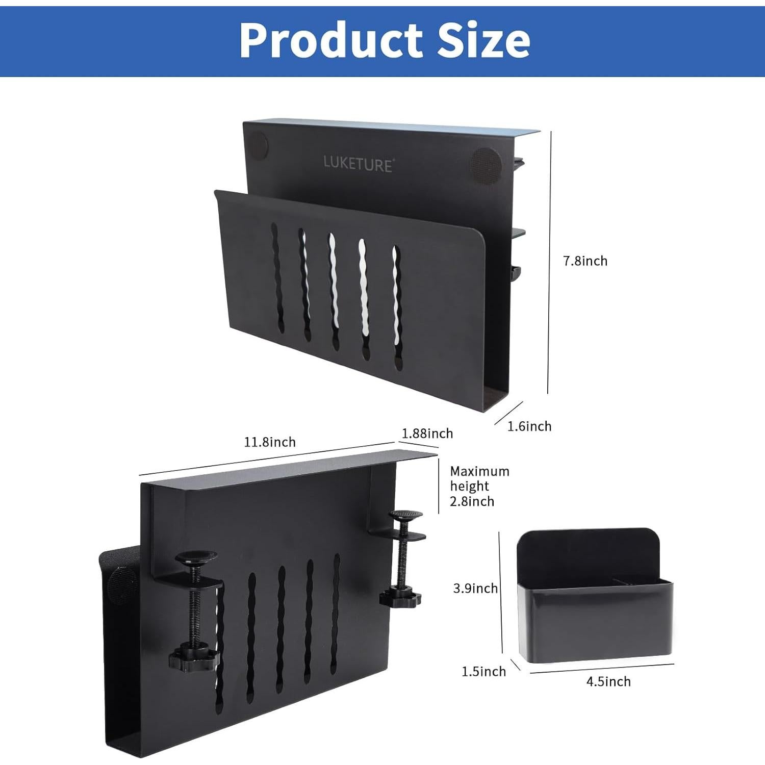 Almacenamiento Lateral de Escritorio LUKETURE Negro 1 Nivel