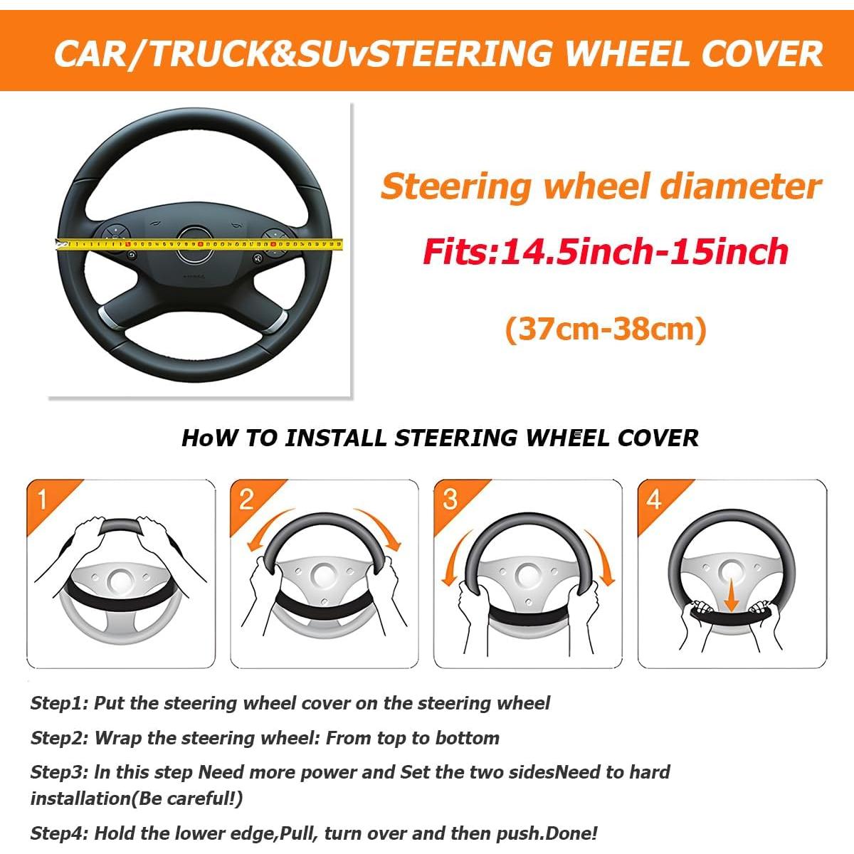 Cubierta de Volante de Coche HZEL Antideslizante 30 cm Negro