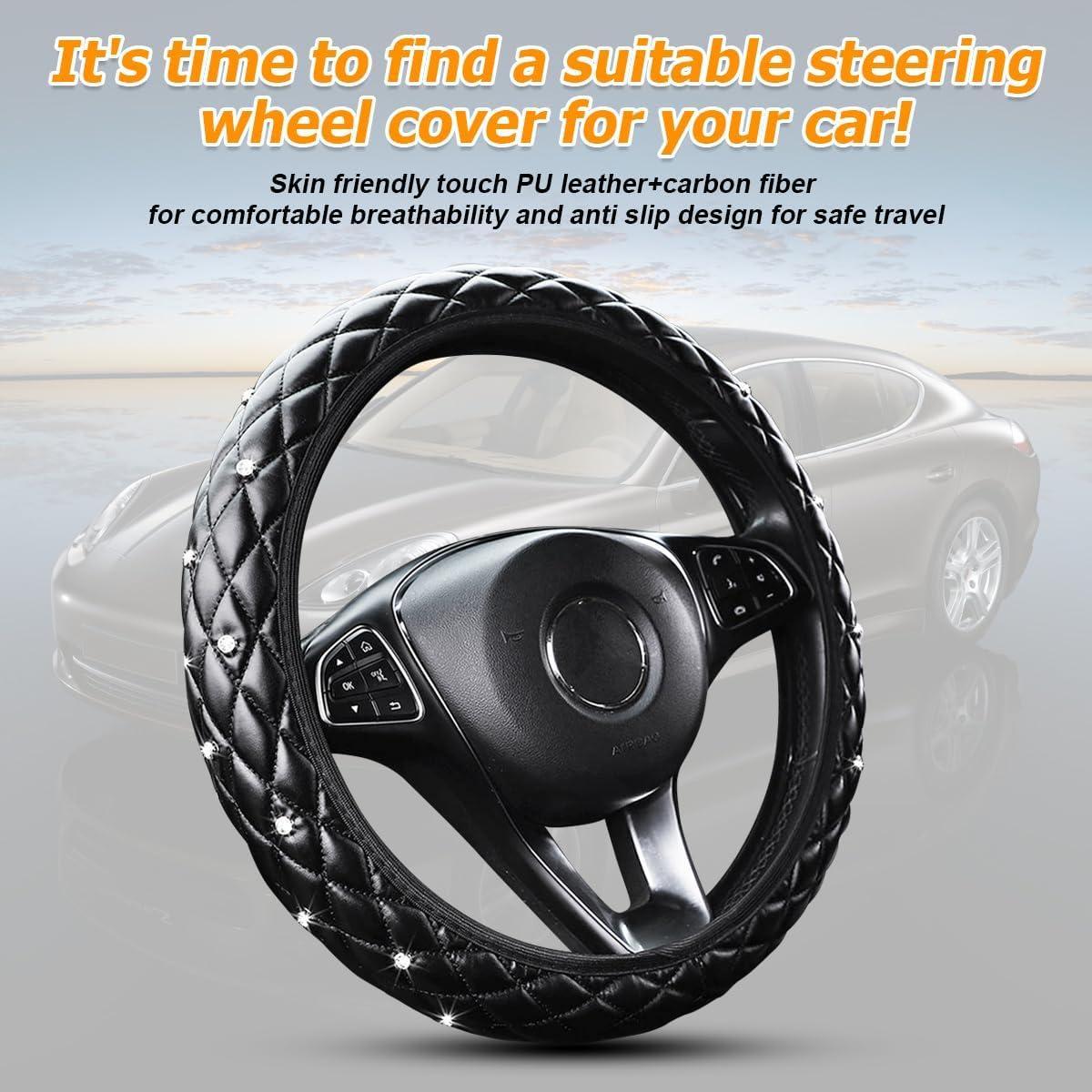Cubierta de Volante de Coche HZEL Antideslizante 30 cm Negro