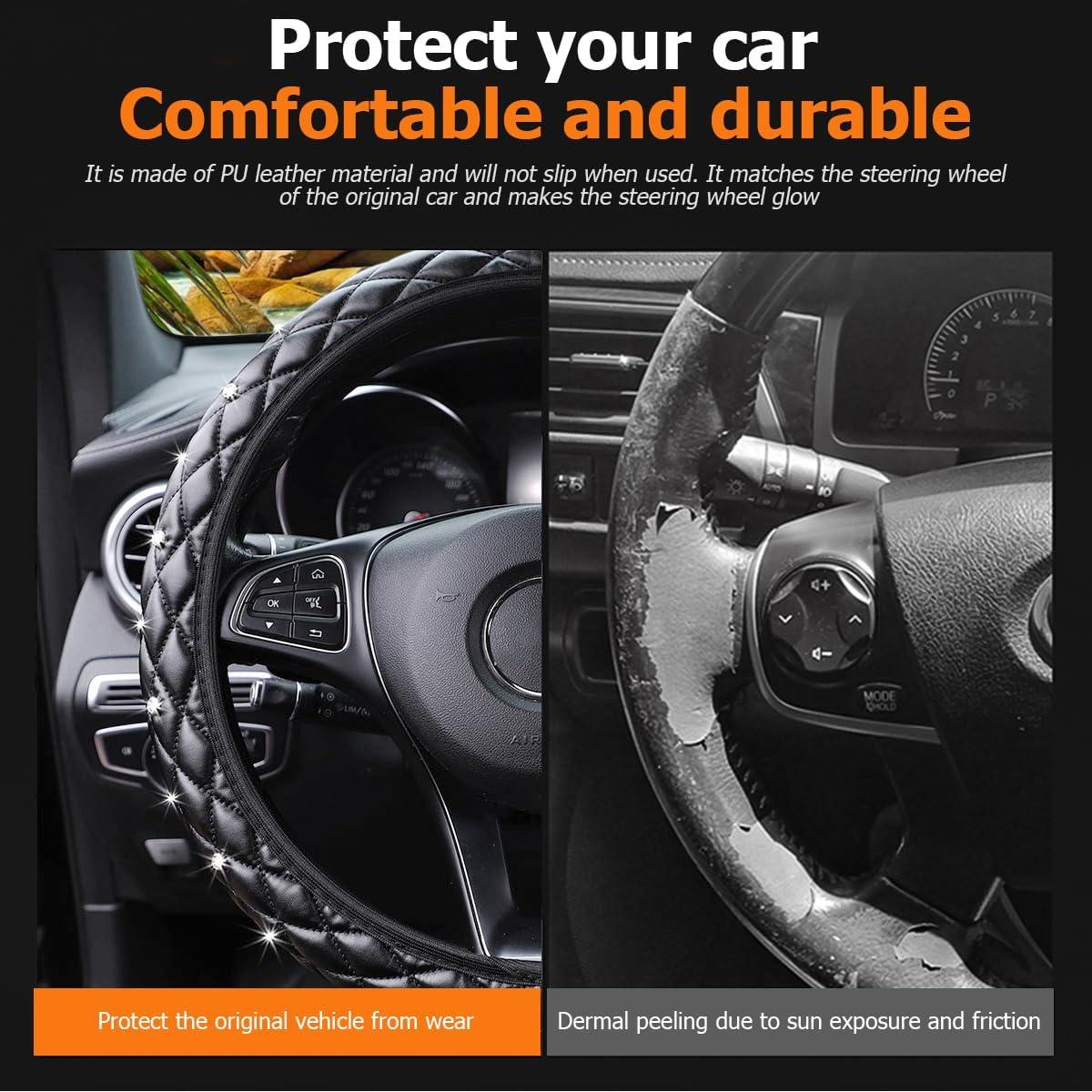 Cubierta de Volante de Coche HZEL Antideslizante 30 cm Negro