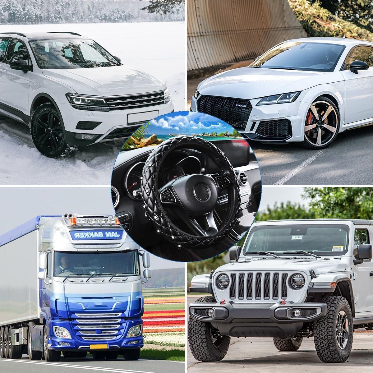 Cubierta de Volante de Coche HZEL Antideslizante 30 cm Negro