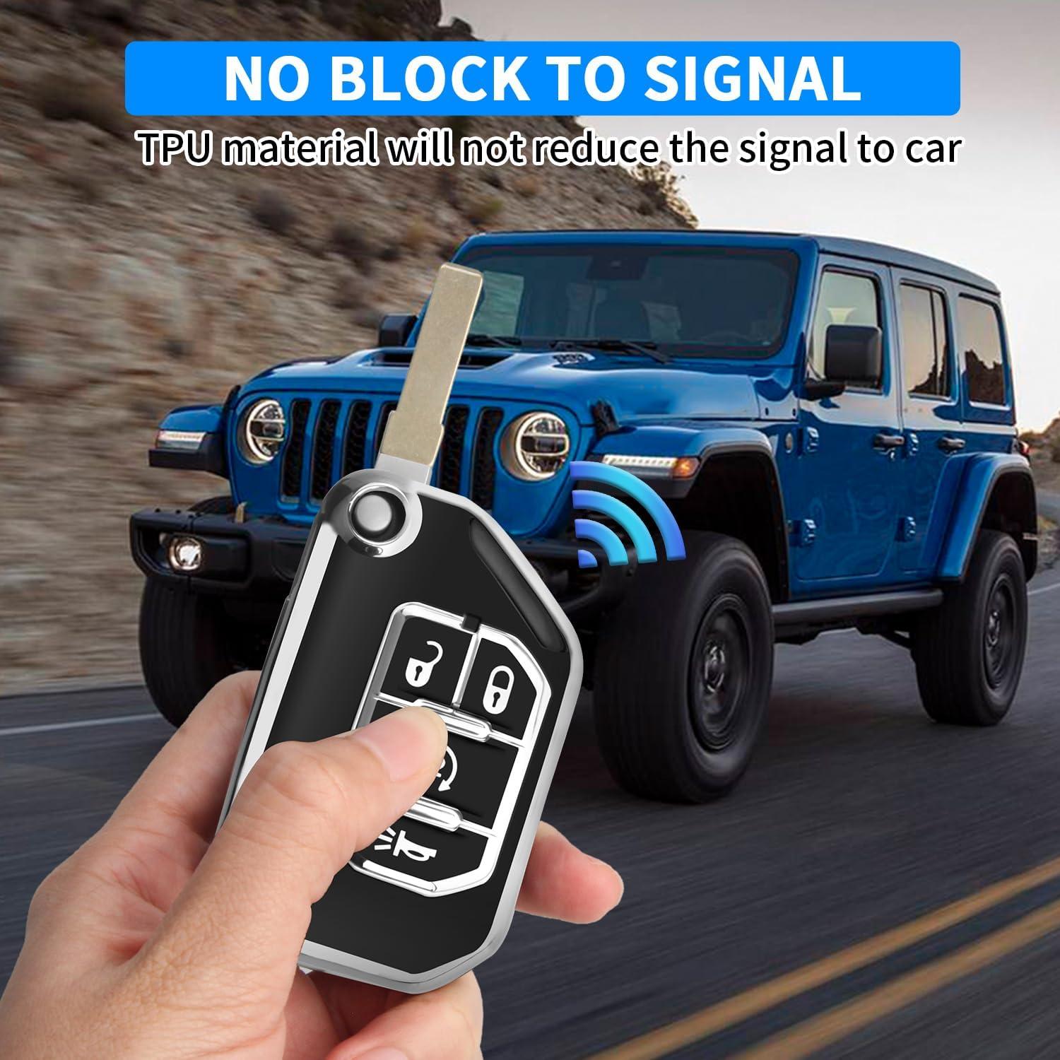Cubierta de llavero QBUC para Jeep Wrangler y Gladiator - Negro