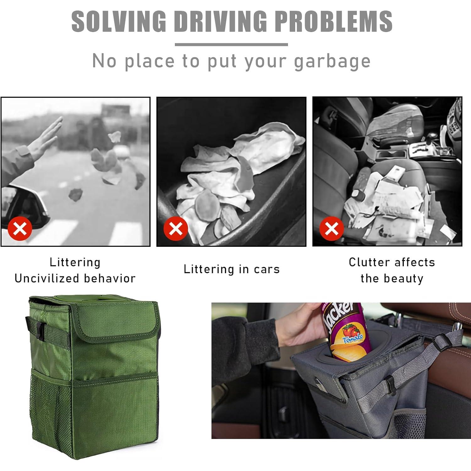 Basurero de Coche Kewucn Verde Militar Impermeable 6L