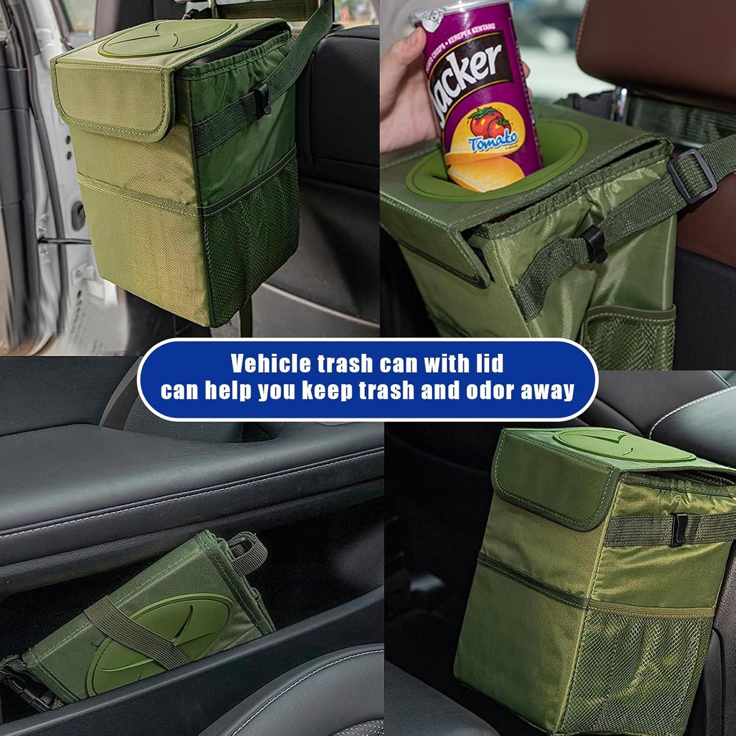 Basurero de Coche Kewucn Verde Militar Impermeable 6L