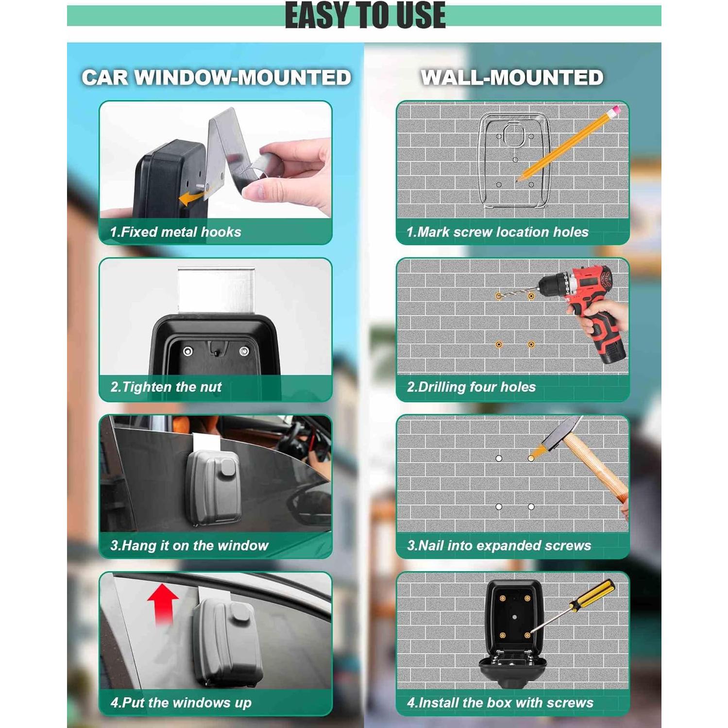 Caja de Seguridad para Llaves de Auto Tevlaphee - Combinación 12 Dígitos