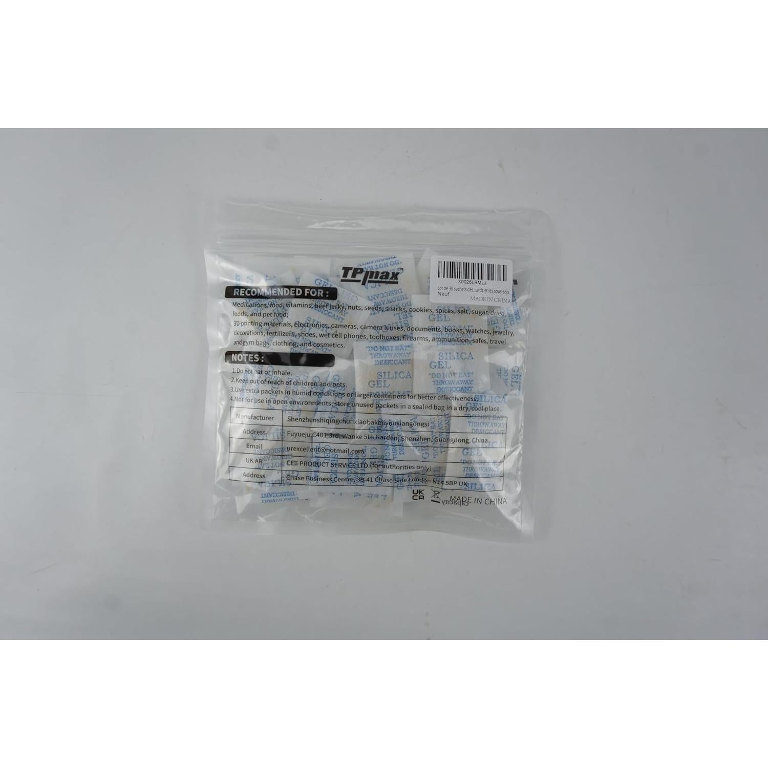 30 Paquetes de Gel de Silica Deshidratante Reutilizable 5g