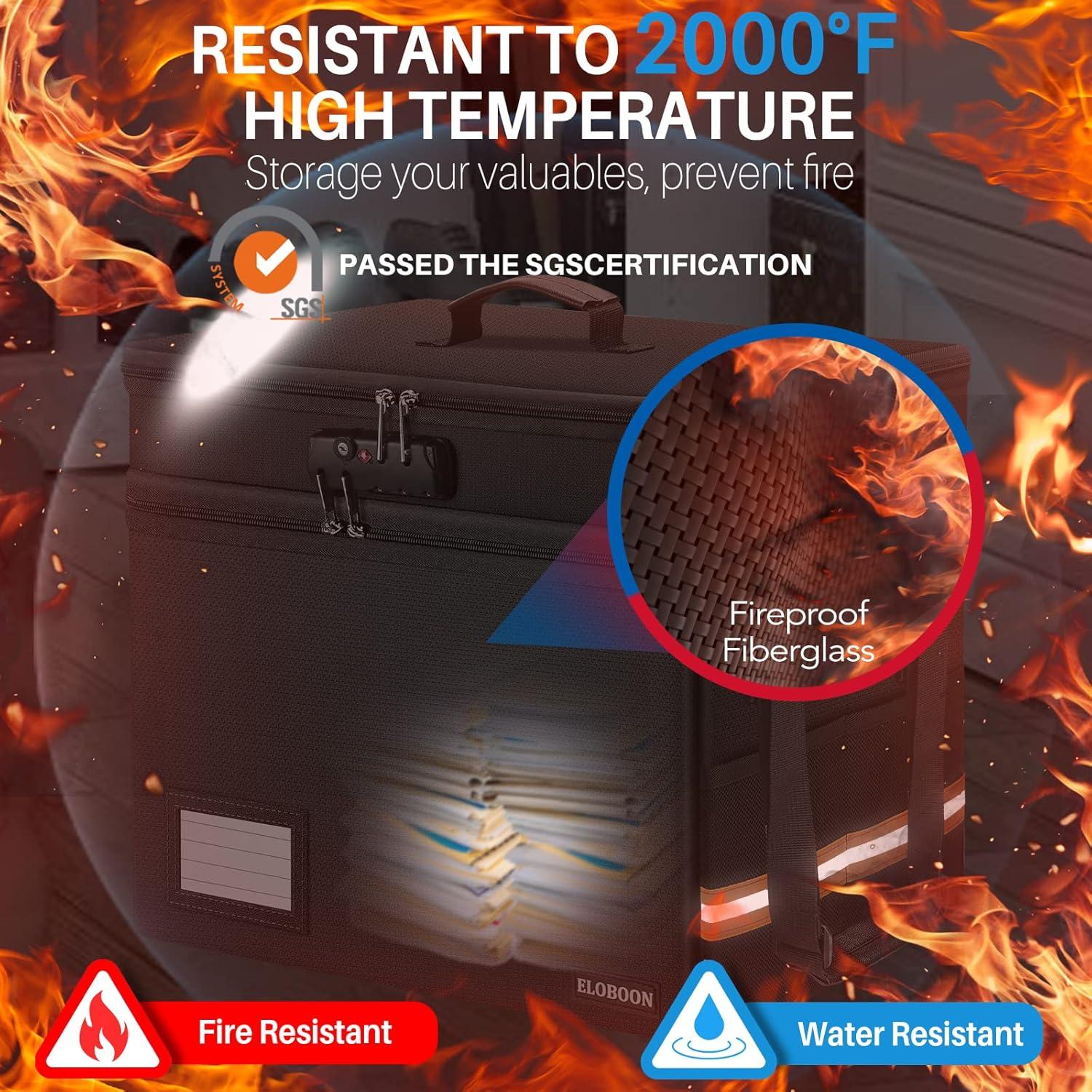 Caja de Documentos a Prueba de Fuego ELOBOON Negra 39.37x30.99x33.02cm