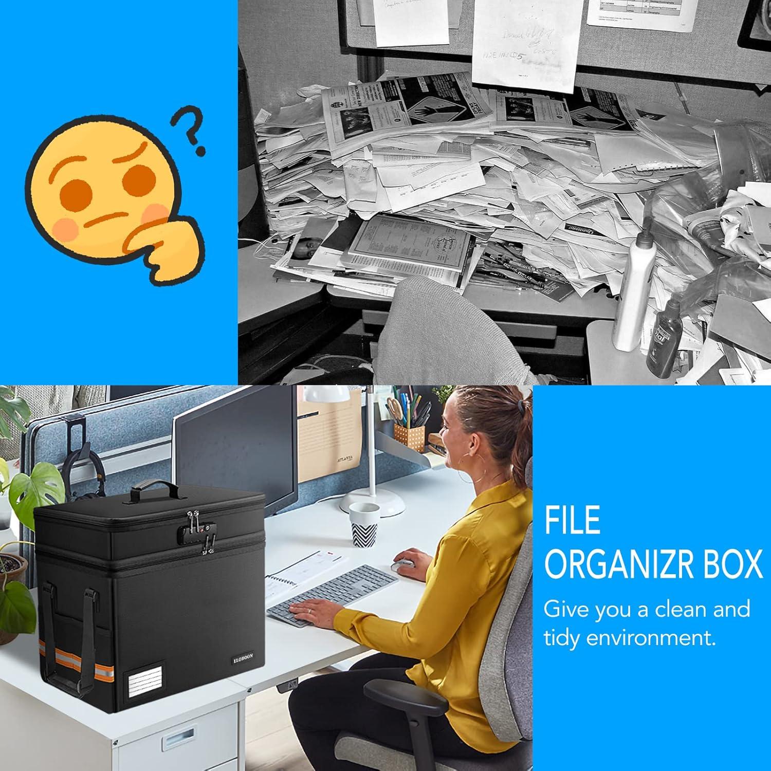 Caja de Documentos a Prueba de Fuego ELOBOON Negra 39.37x30.99x33.02cm